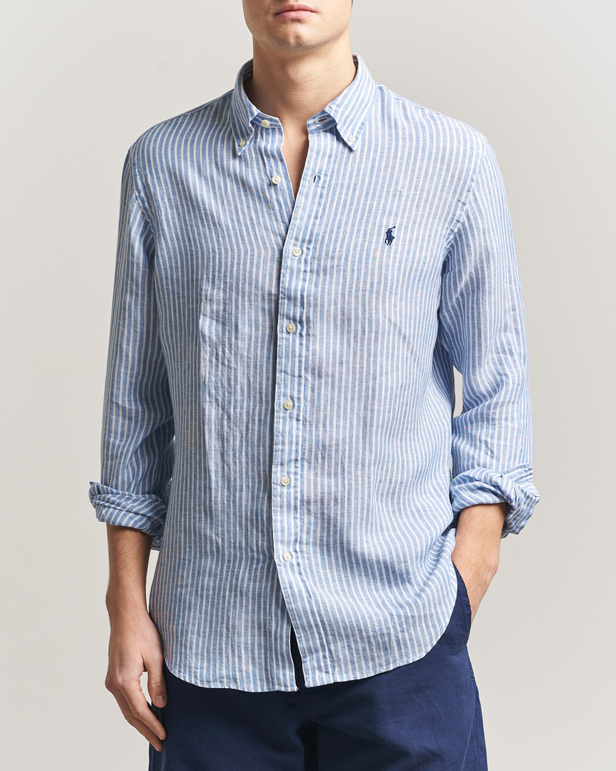 Hombres | Camisas | Polo Ralph Lauren | Custom Fit Linen Shirt Blue/White