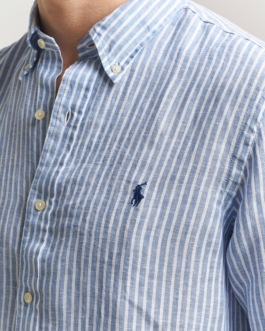 Hombres | Camisas | Polo Ralph Lauren | Custom Fit Linen Shirt Blue/White