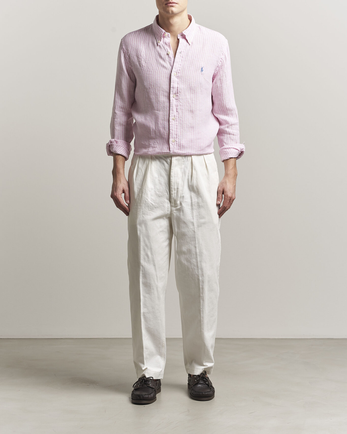 Hombres | Camisas | Polo Ralph Lauren | Custom Fit Linen Shirt Pink/White