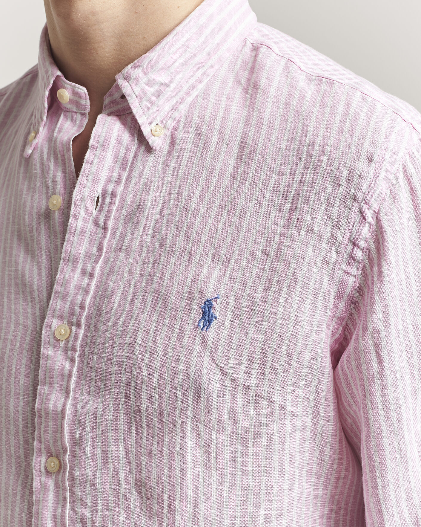 Hombres | Camisas | Polo Ralph Lauren | Custom Fit Linen Shirt Pink/White