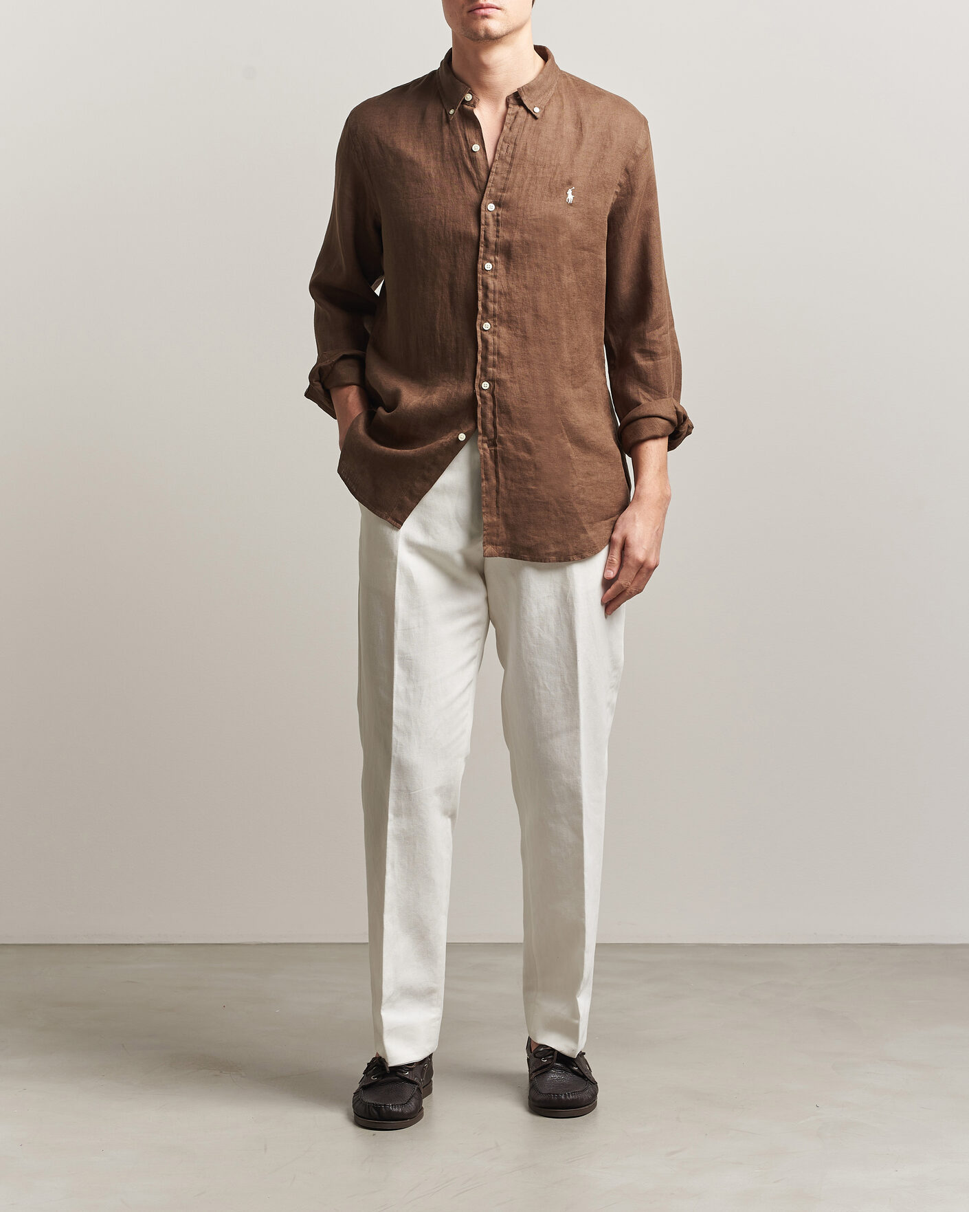 Hombres |  | Polo Ralph Lauren | Slim Fit Linen Shirt Chestnut