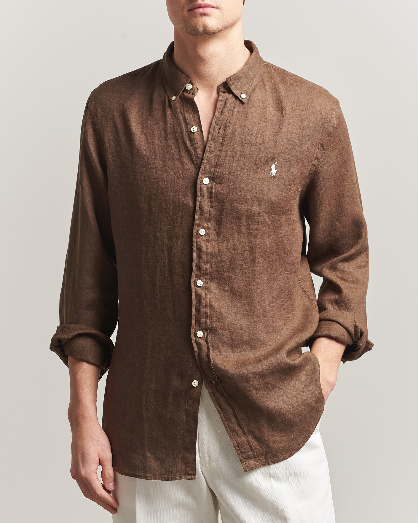 Hombres | Camisas | Polo Ralph Lauren | Slim Fit Linen Shirt Chestnut