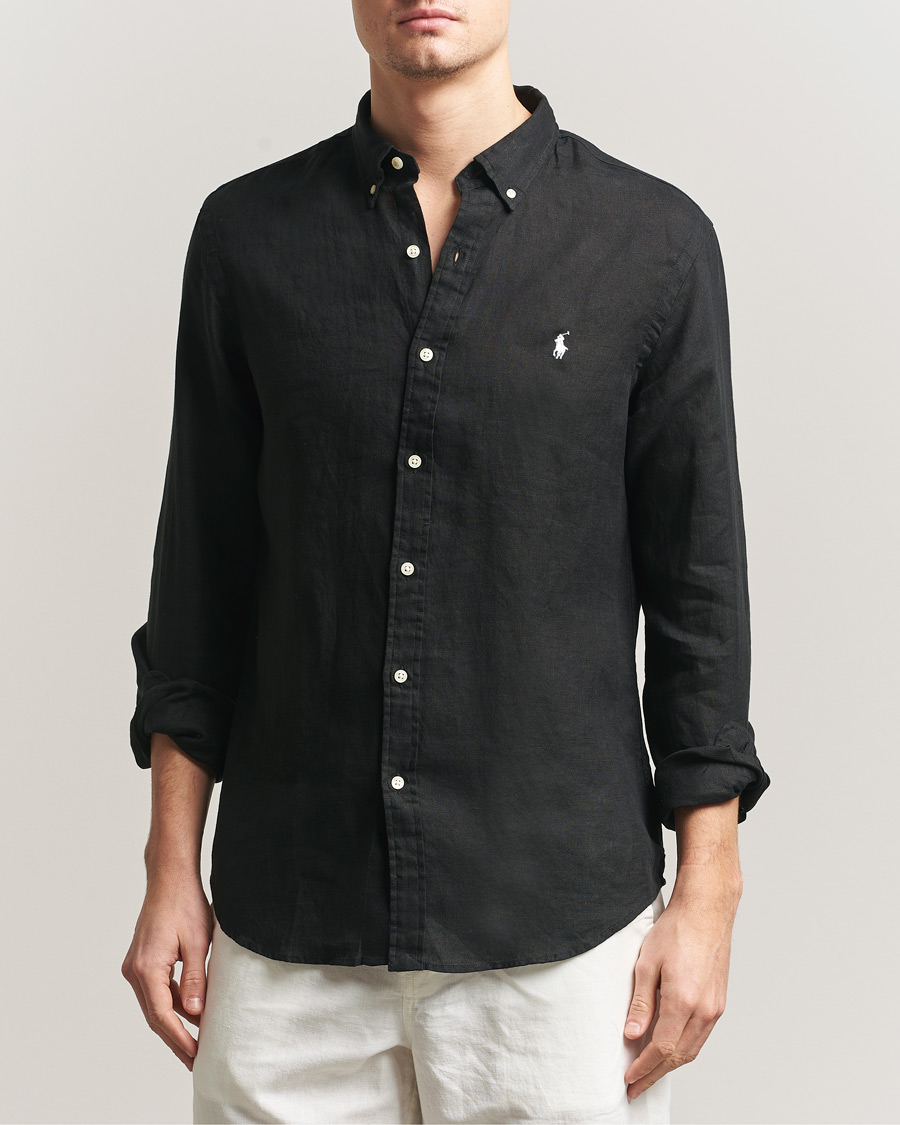 Hombres | Camisas | Polo Ralph Lauren | Slim Fit Linen Shirt Polo Black
