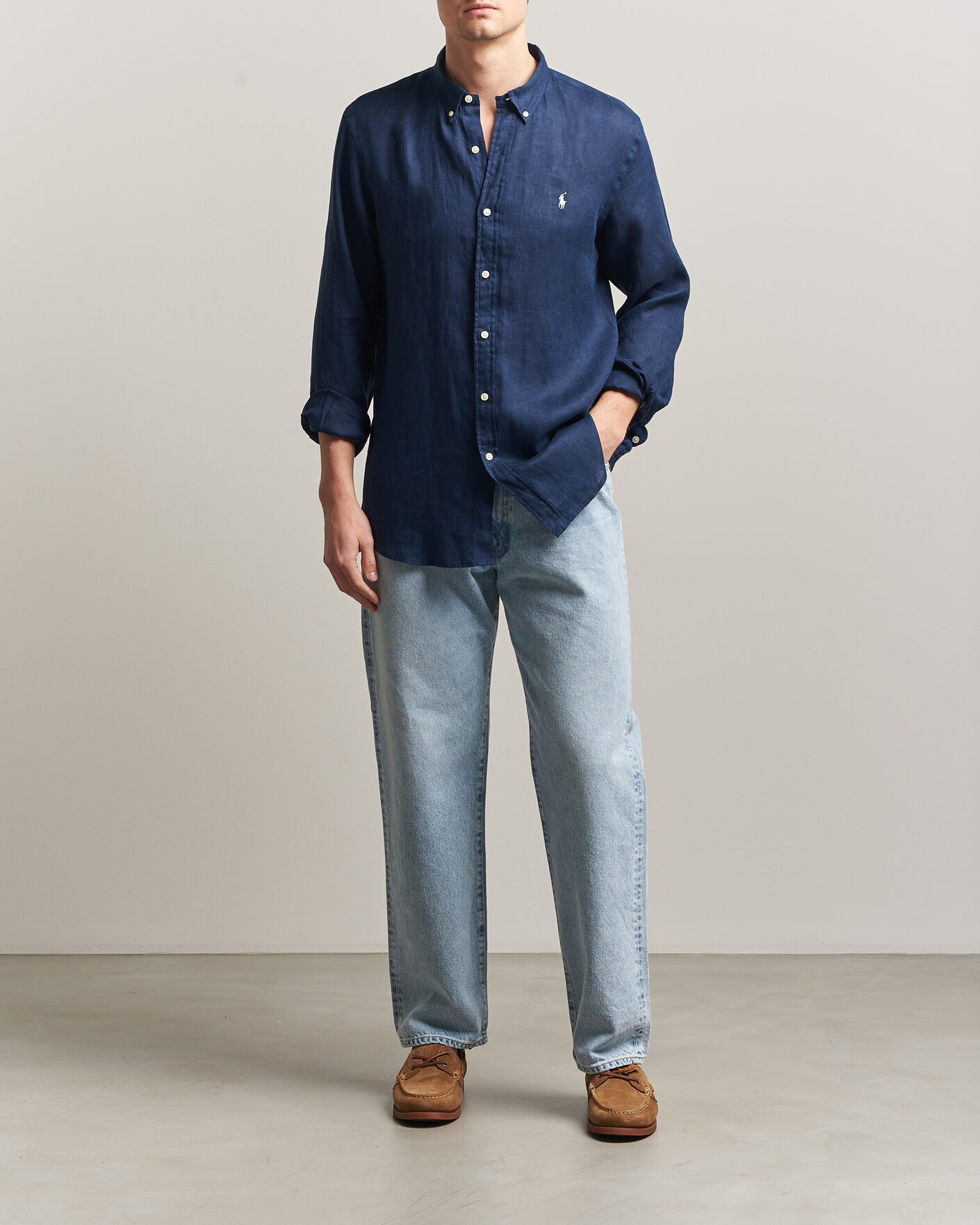 Hombres | Camisas | Polo Ralph Lauren | Slim Fit Linen Shirt Newport Navy
