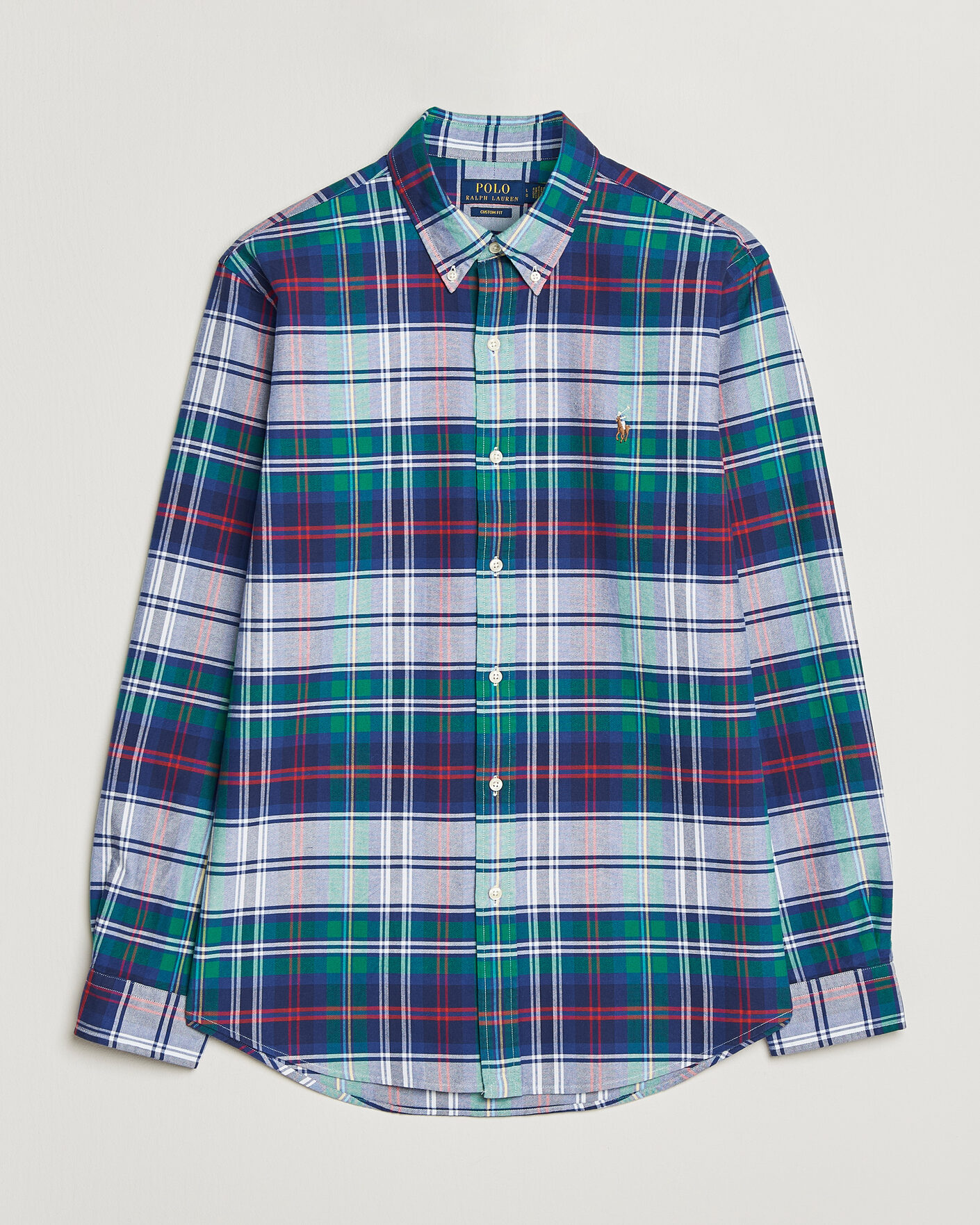 Hombres | Camisas | Polo Ralph Lauren | Custom Fit Checked Oxford Shirt Green/Blue Multi