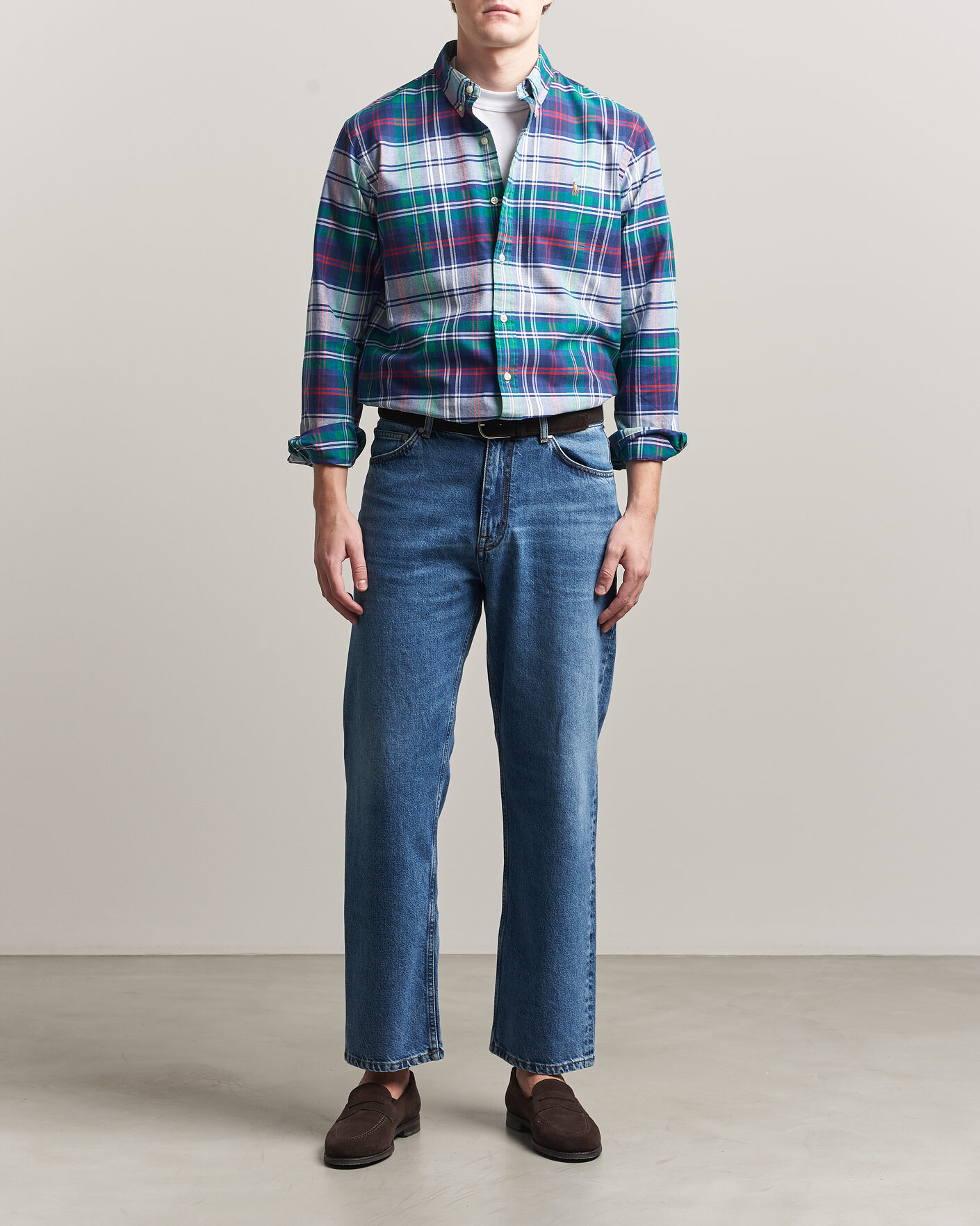 Hombres | Camisas | Polo Ralph Lauren | Custom Fit Checked Oxford Shirt Green/Blue Multi