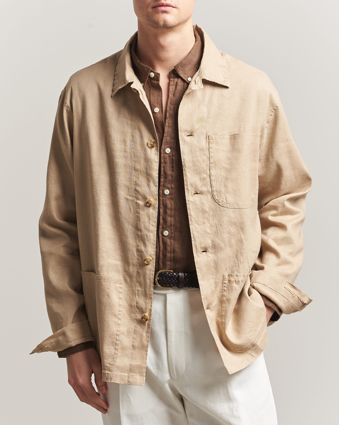 Hombres | Camisas | Polo Ralph Lauren | Stretch Linen Overshirt Coastal Beige