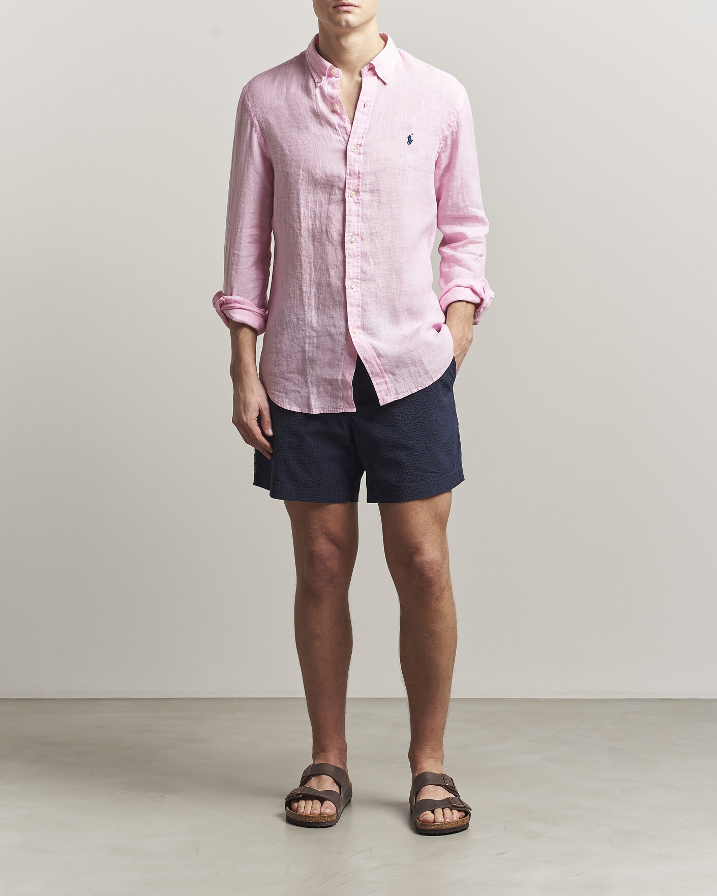 Hombres | Camisas | Polo Ralph Lauren | Slim Fit Linen Shirt Carmel Pink