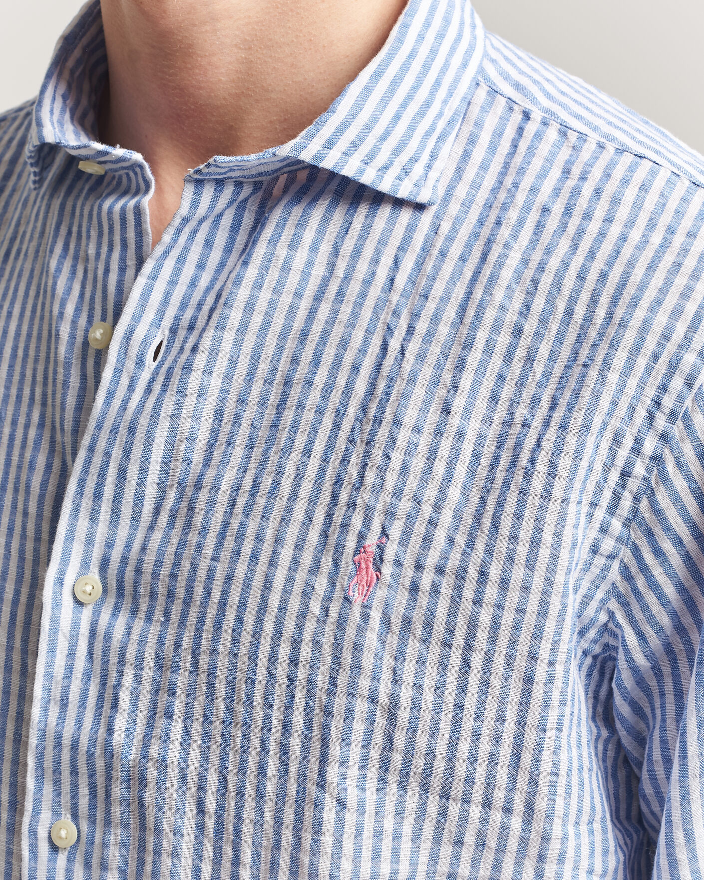 Hombres | Camisas | Polo Ralph Lauren | Cotton/Linen Seersucker Shirt Blue/White