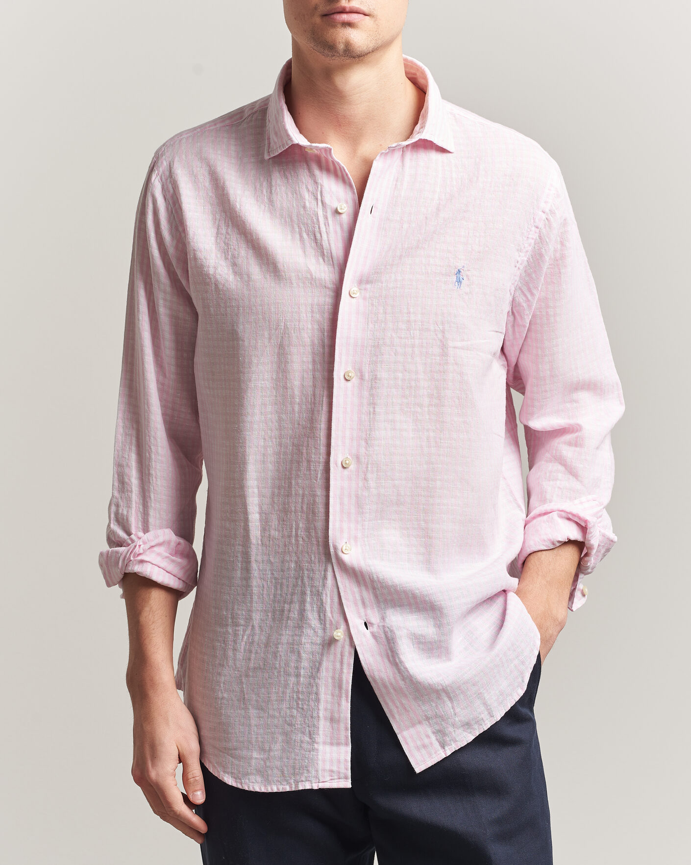 Hombres | Camisas | Polo Ralph Lauren | Cotton/Linen Seersucker Shirt Pink/White