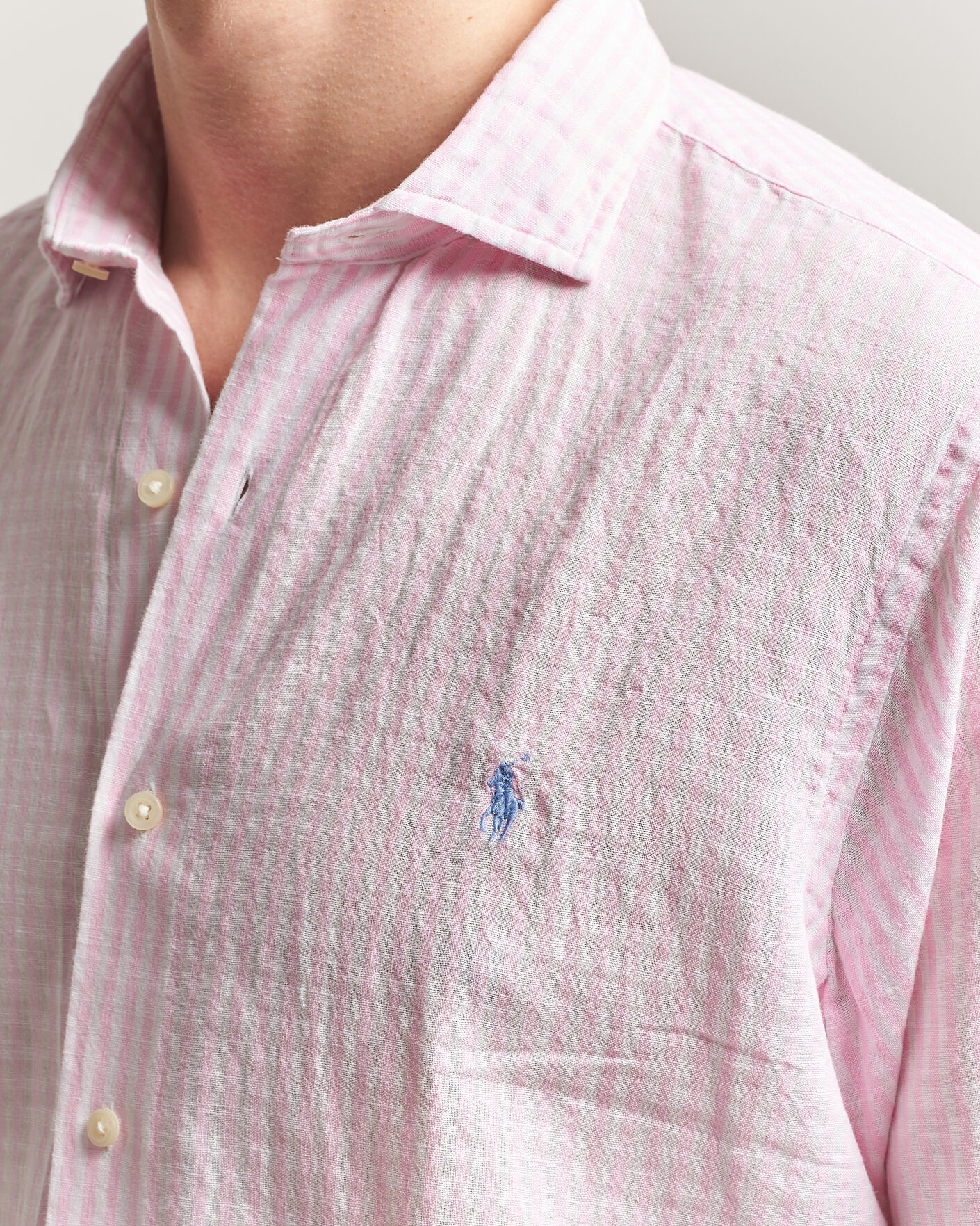 Hombres | Camisas | Polo Ralph Lauren | Cotton/Linen Seersucker Shirt Pink/White