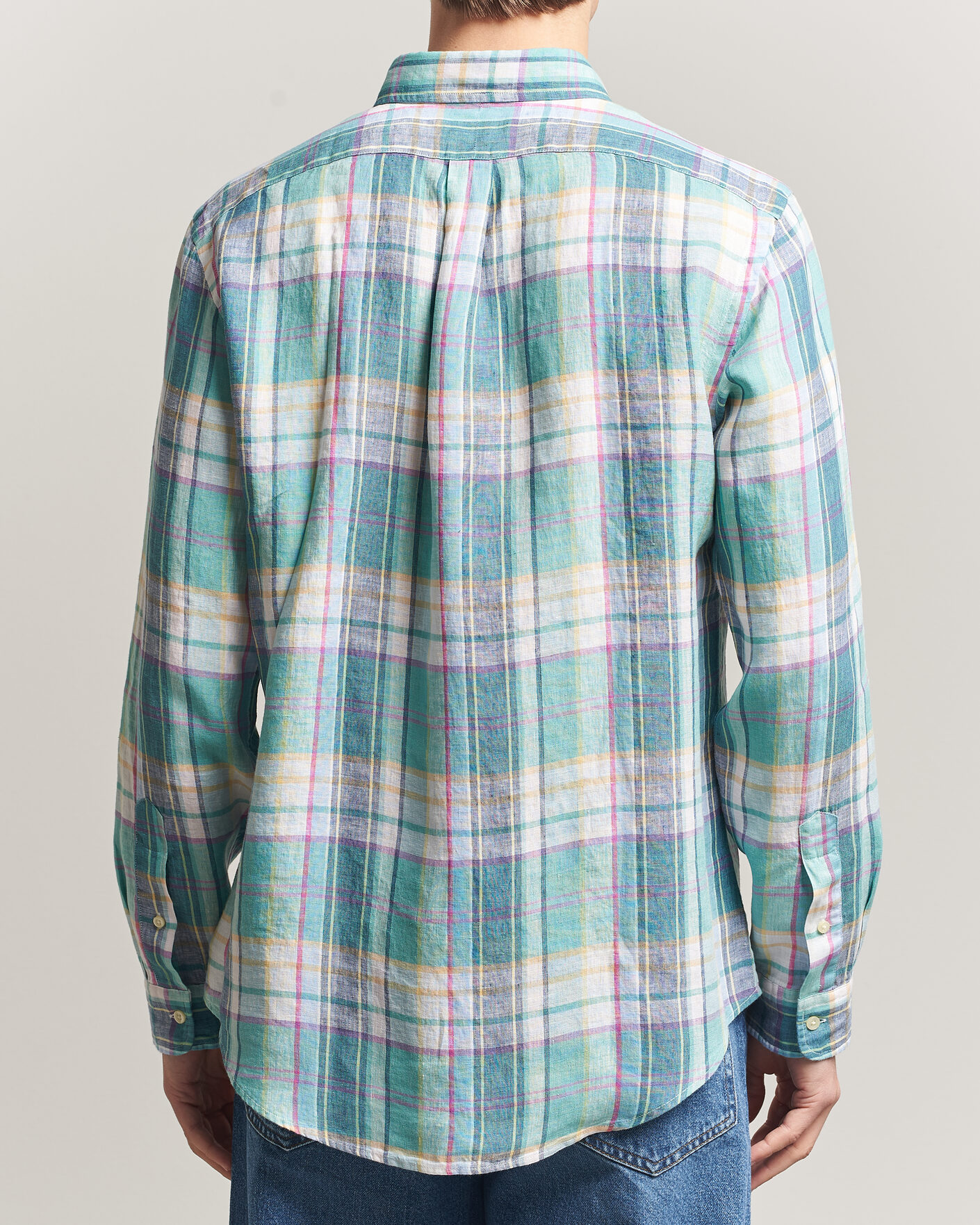 Hombres | Camisas | Polo Ralph Lauren | Custom Fit Check Linen Shirt Green/Blue/White