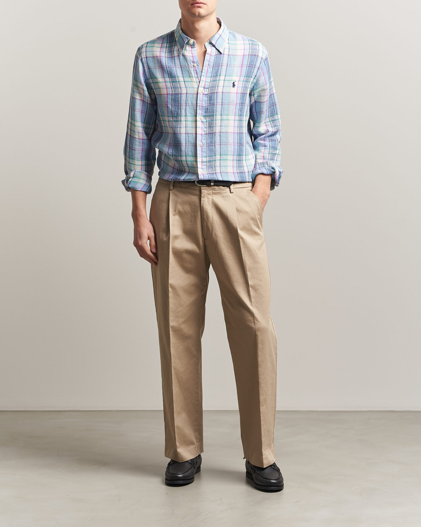 Hombres | Camisas | Polo Ralph Lauren | Custom Fit Check Linen Shirt Blue/White