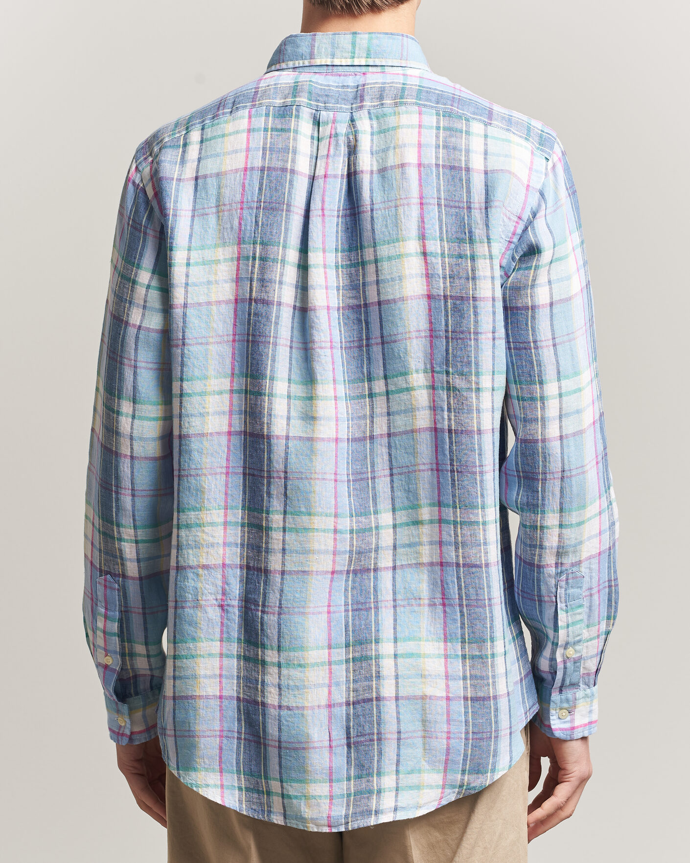 Hombres | Camisas | Polo Ralph Lauren | Custom Fit Check Linen Shirt Blue/White