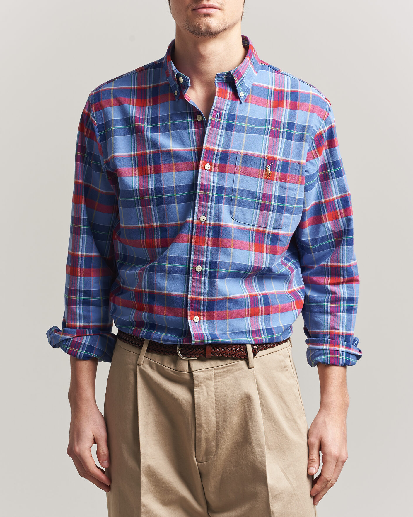 Hombres | Camisas | Polo Ralph Lauren | Custom Fit Check Oxford Shirt Blue Multi