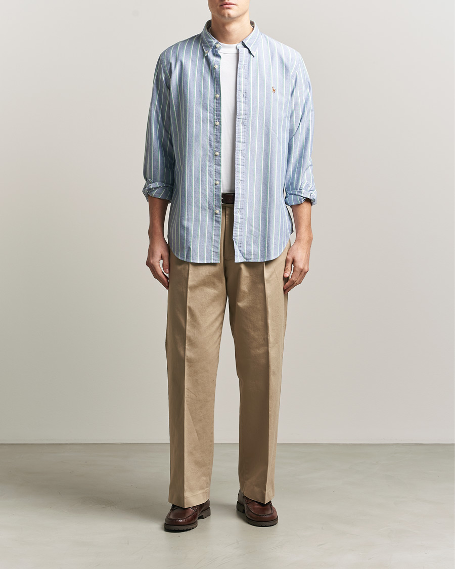 Hombres | Camisas | Polo Ralph Lauren | Custom Fit Striped Oxford Shirt Navy/Green/Multi