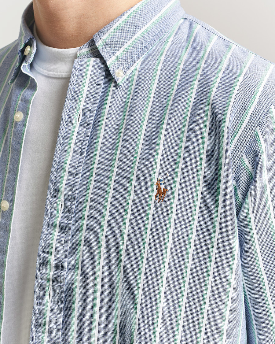 Hombres | Camisas | Polo Ralph Lauren | Custom Fit Striped Oxford Shirt Navy/Green/Multi