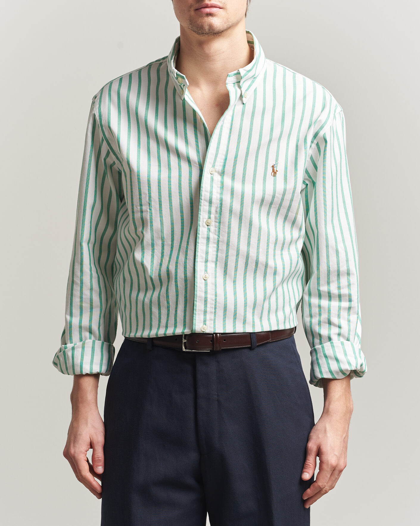 Hombres | Camisas | Polo Ralph Lauren | Custom Fit Striped Oxford Shirt Green
