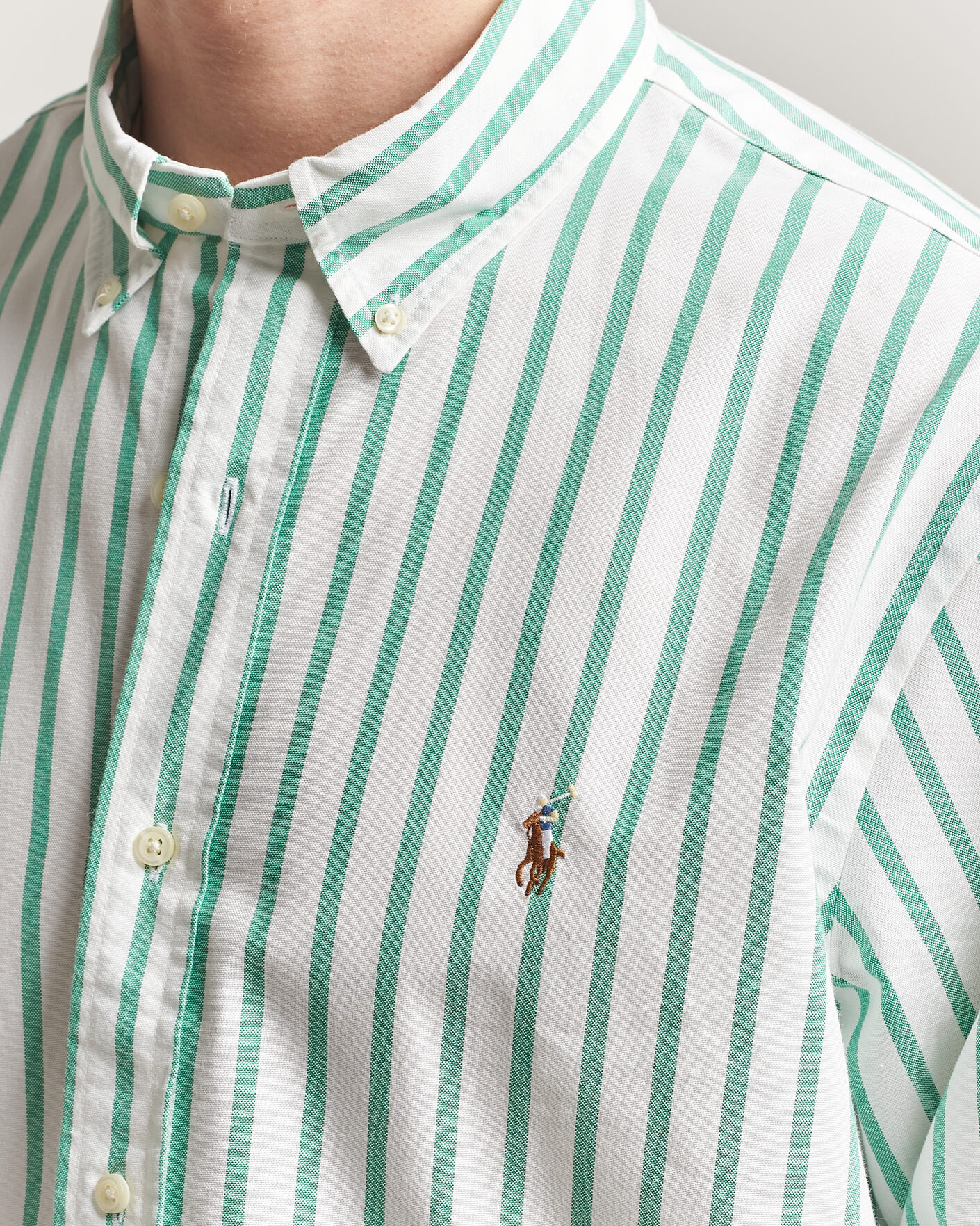 Hombres | Camisas | Polo Ralph Lauren | Custom Fit Striped Oxford Shirt Green