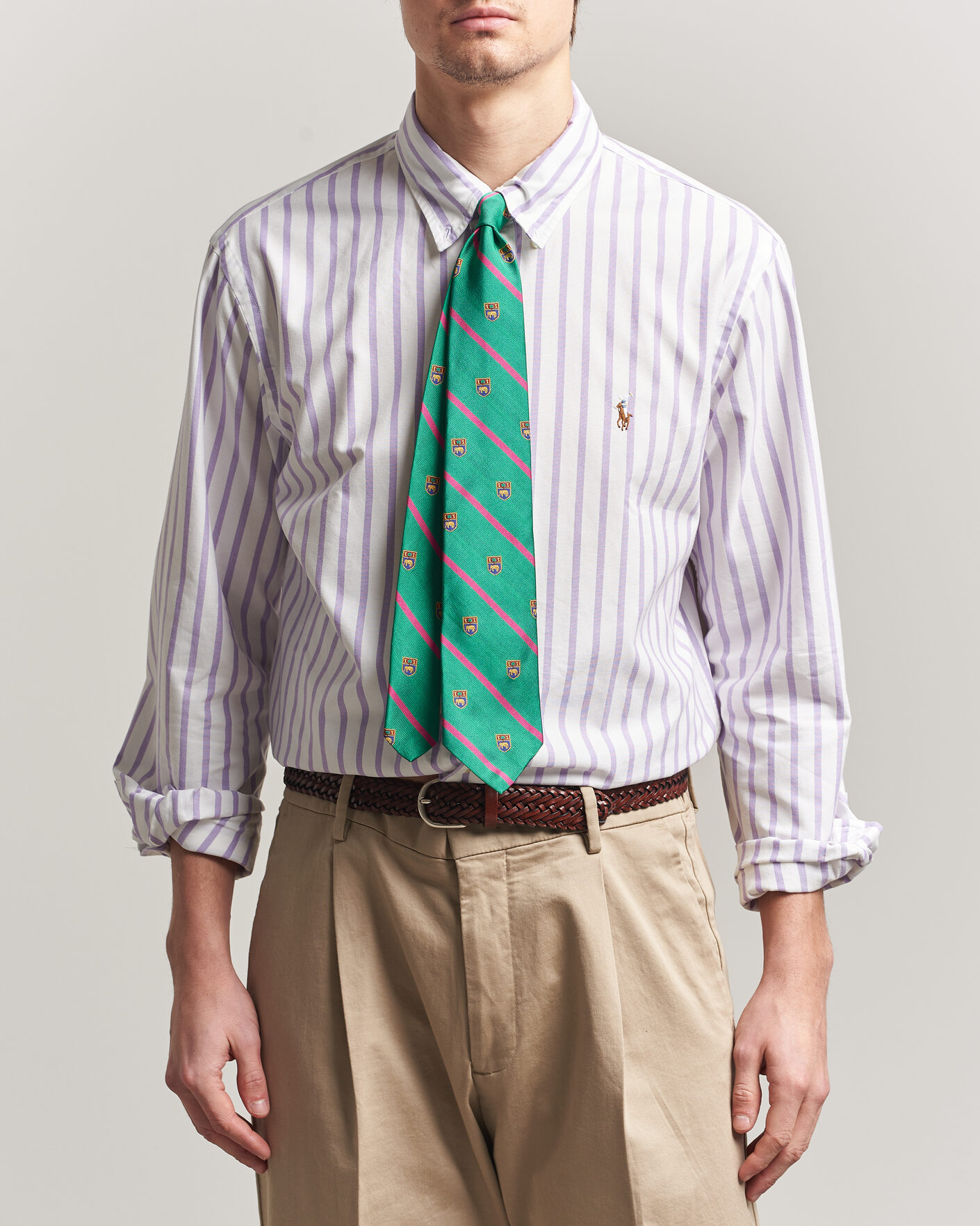 Hombres | Camisas | Polo Ralph Lauren | Custom Fit Striped Oxford Shirt Purple