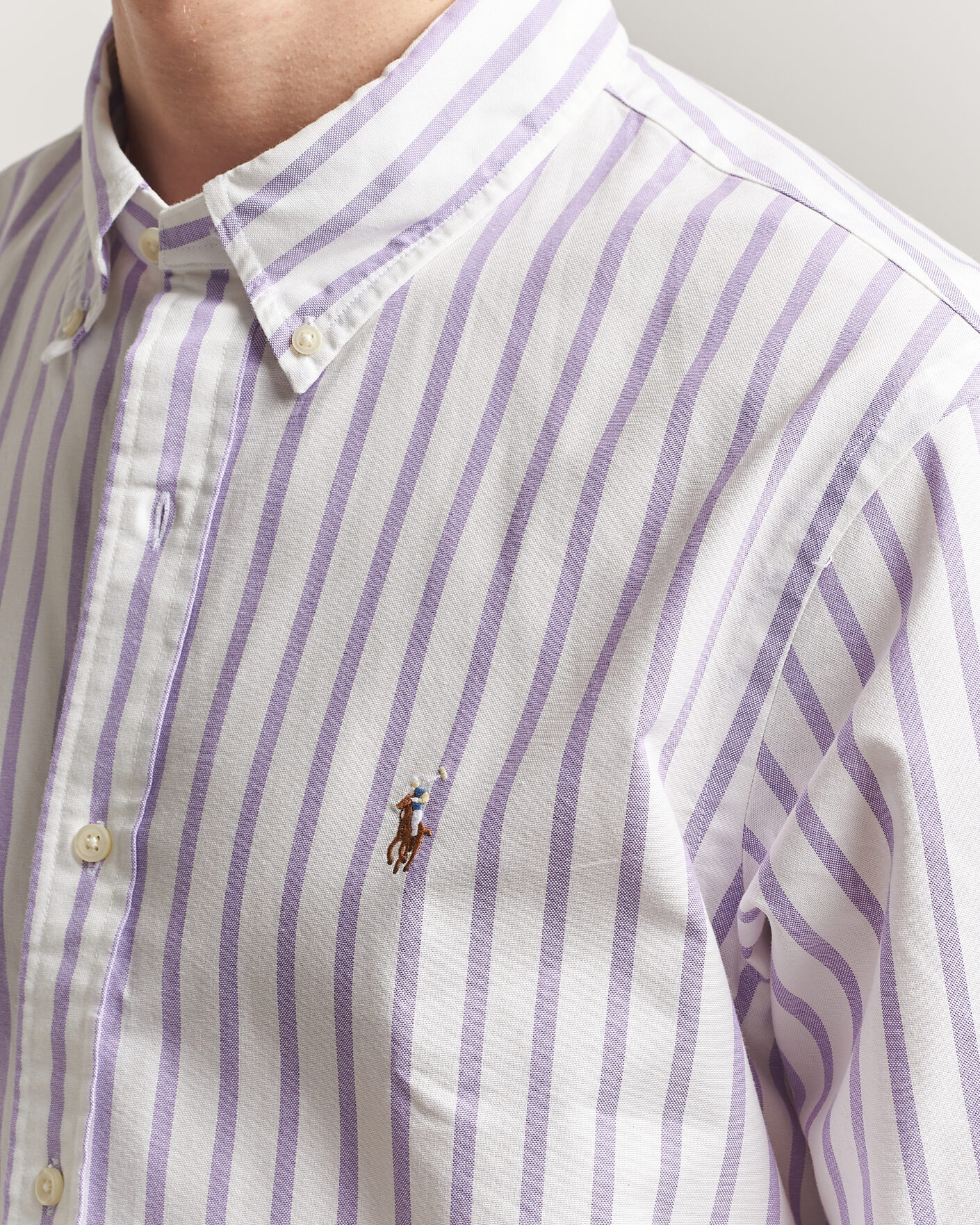 Hombres | Camisas | Polo Ralph Lauren | Custom Fit Striped Oxford Shirt Purple