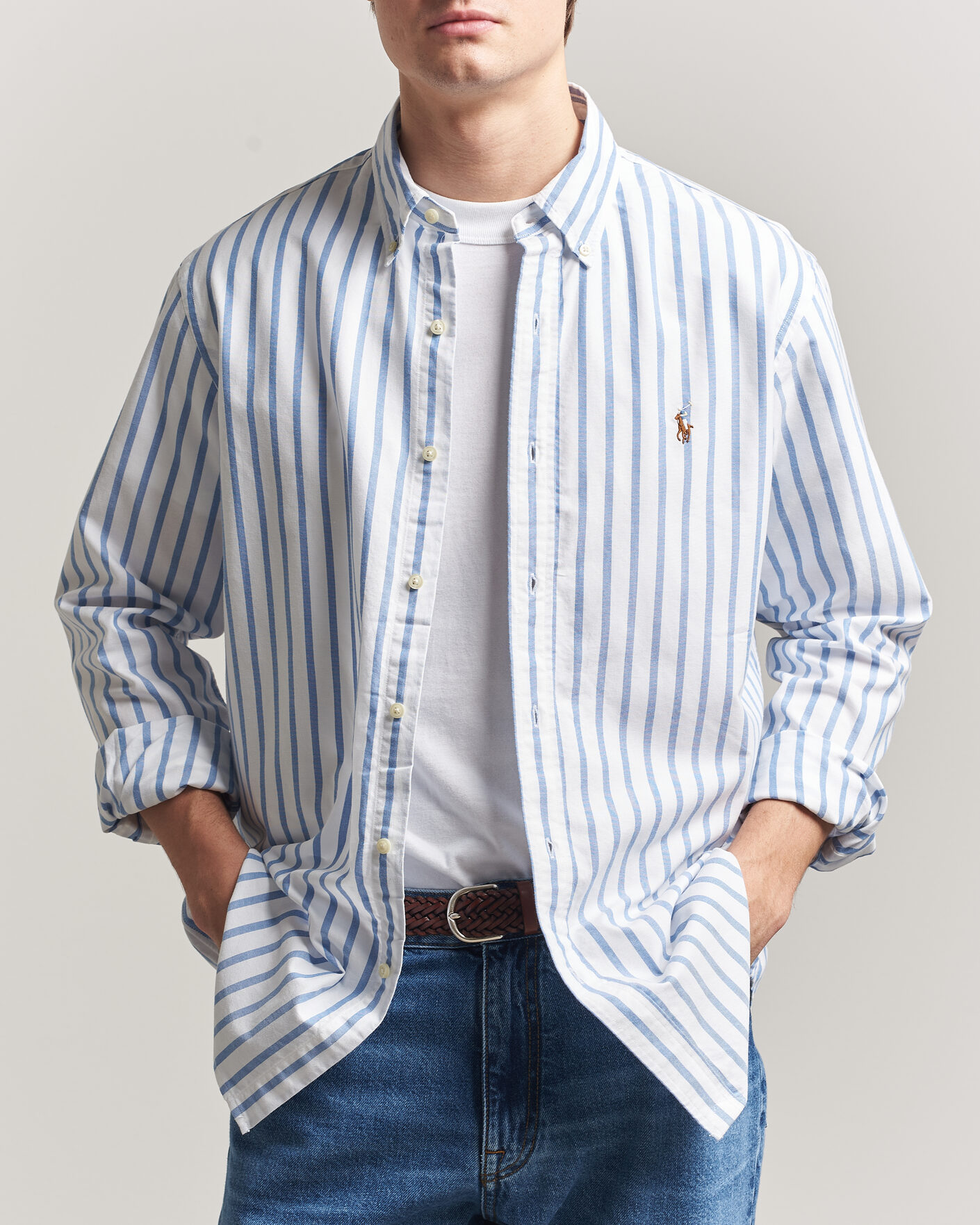 Hombres | Camisas | Polo Ralph Lauren | Custom Fit Striped Oxford Shirt Blue