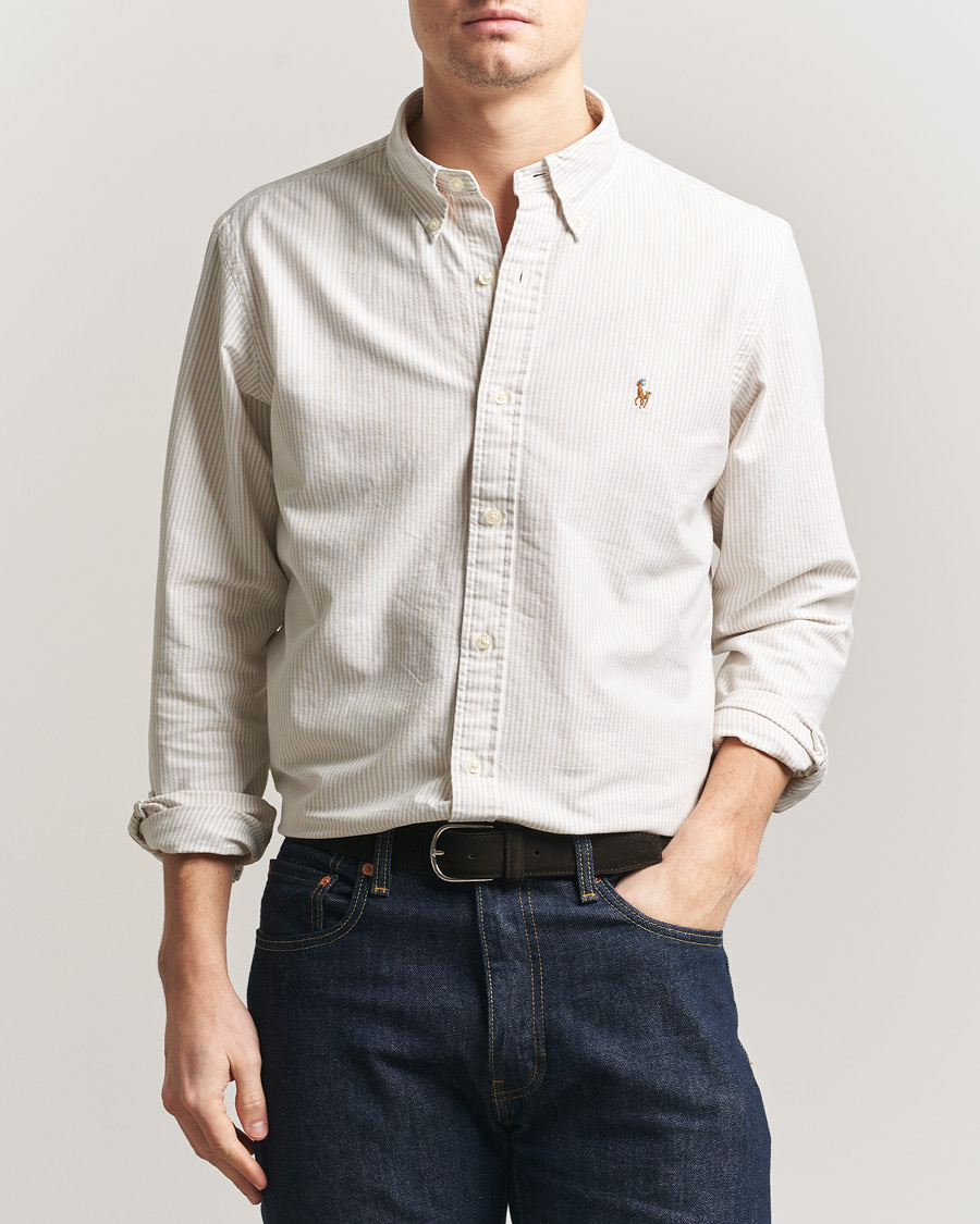 Hombres | Camisas | Polo Ralph Lauren | Custom Fit Micro Striped Oxford Shirt Beige