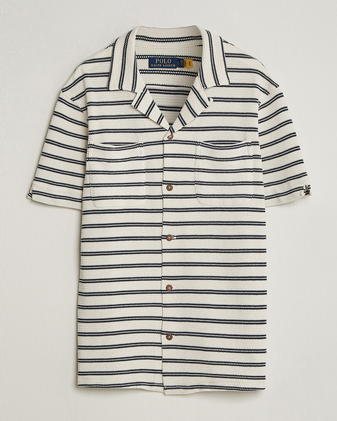 Hombres | Camisas | Polo Ralph Lauren | Knitted Camp Shirt Pale Cream/Newport Navy