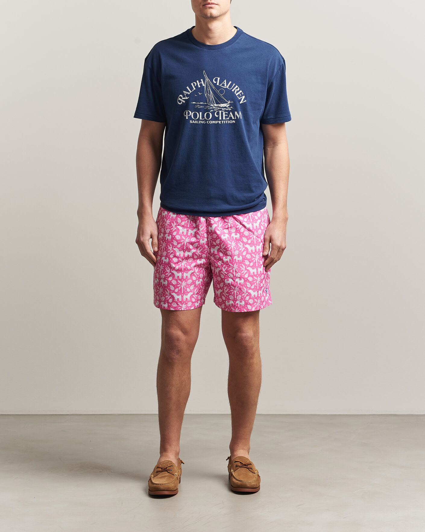 Hombres | Polo Ralph Lauren Traveler Print Mid Trunk Pink | Polo Ralph Lauren | Traveler Print Mid Trunk Pink