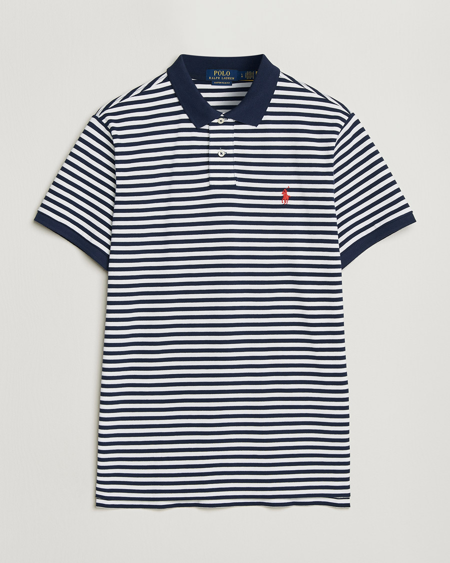 Hombres | Polos | Polo Ralph Lauren | Custom Slim Fit Striped Polo Navy/White