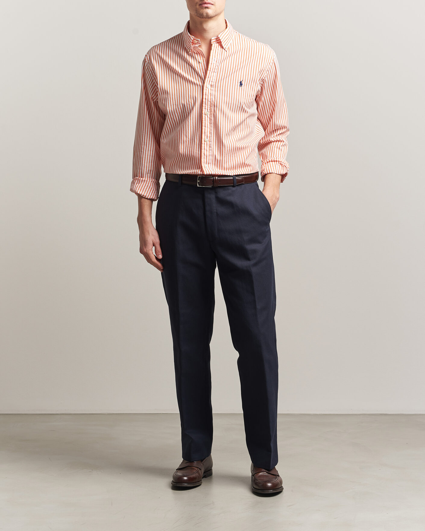 Hombres | Camisas | Polo Ralph Lauren | Custom Fit Poplin Striped Shirt Kona Orange