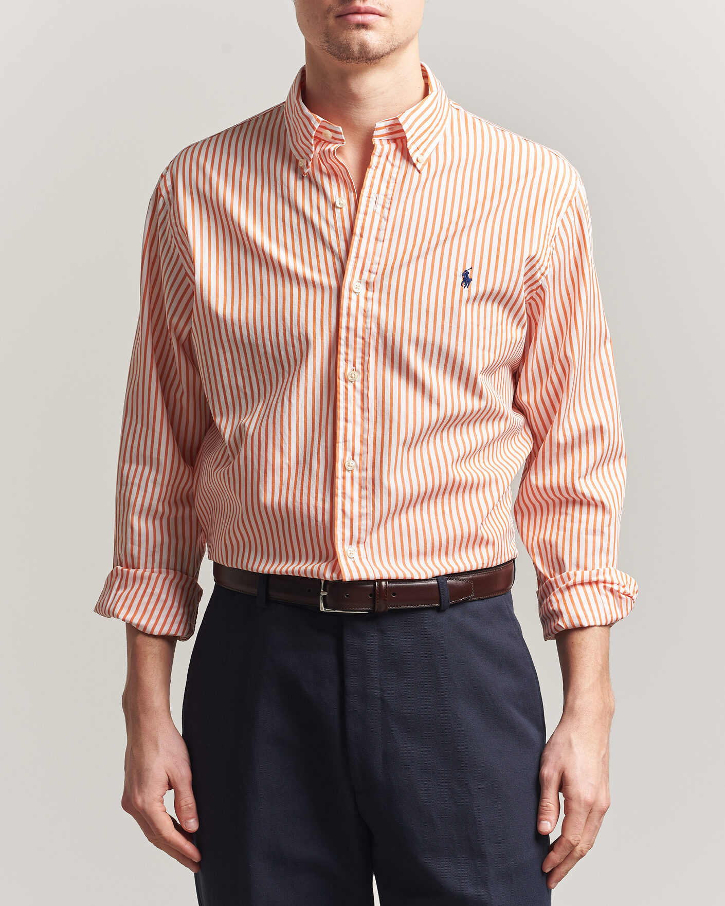 Hombres | Camisas | Polo Ralph Lauren | Custom Fit Poplin Striped Shirt Kona Orange
