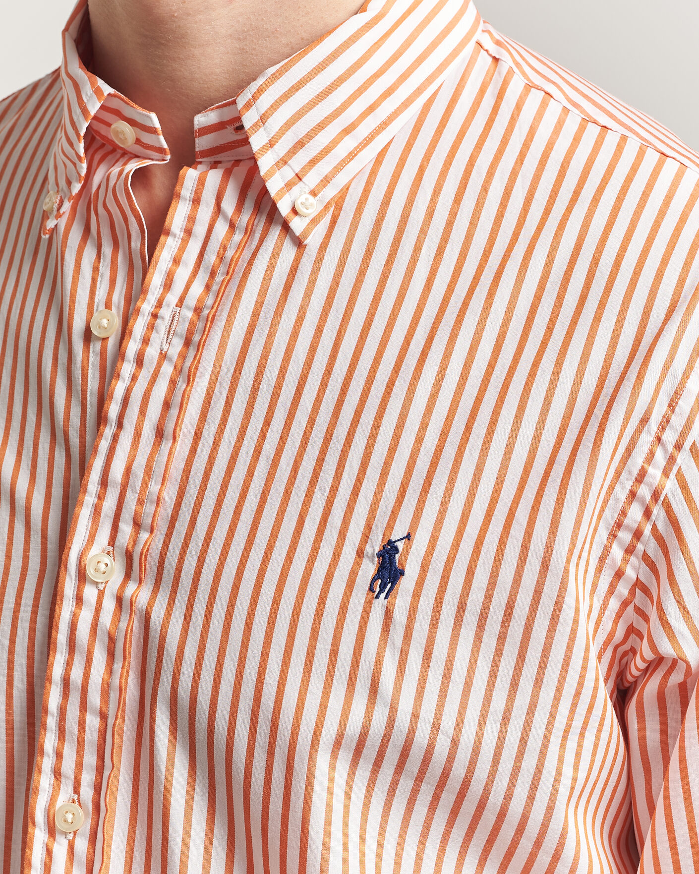 Hombres | Camisas | Polo Ralph Lauren | Custom Fit Poplin Striped Shirt Kona Orange