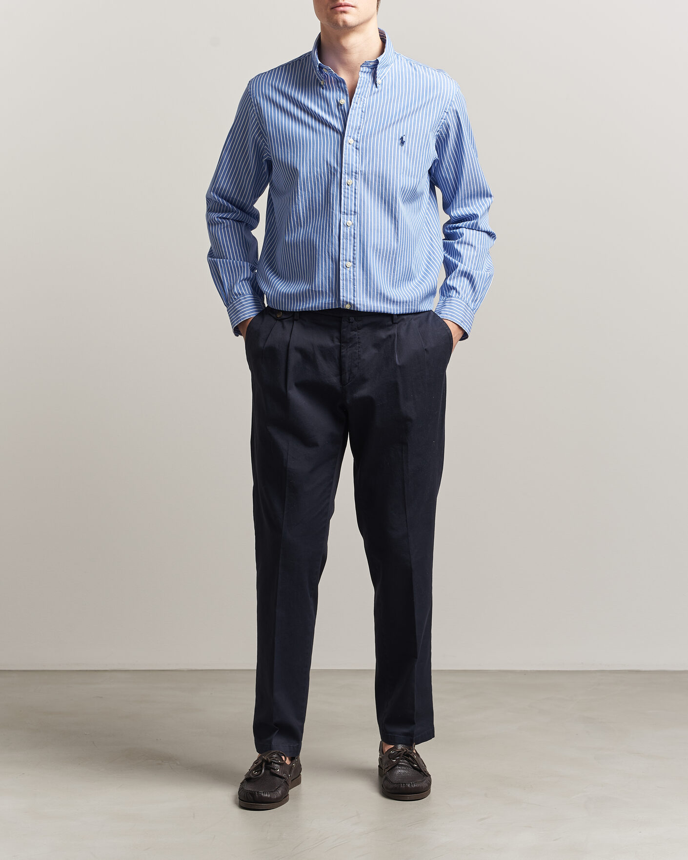 Hombres | Camisas | Polo Ralph Lauren | Custom Fit Poplin Striped Shirt Medium Blue