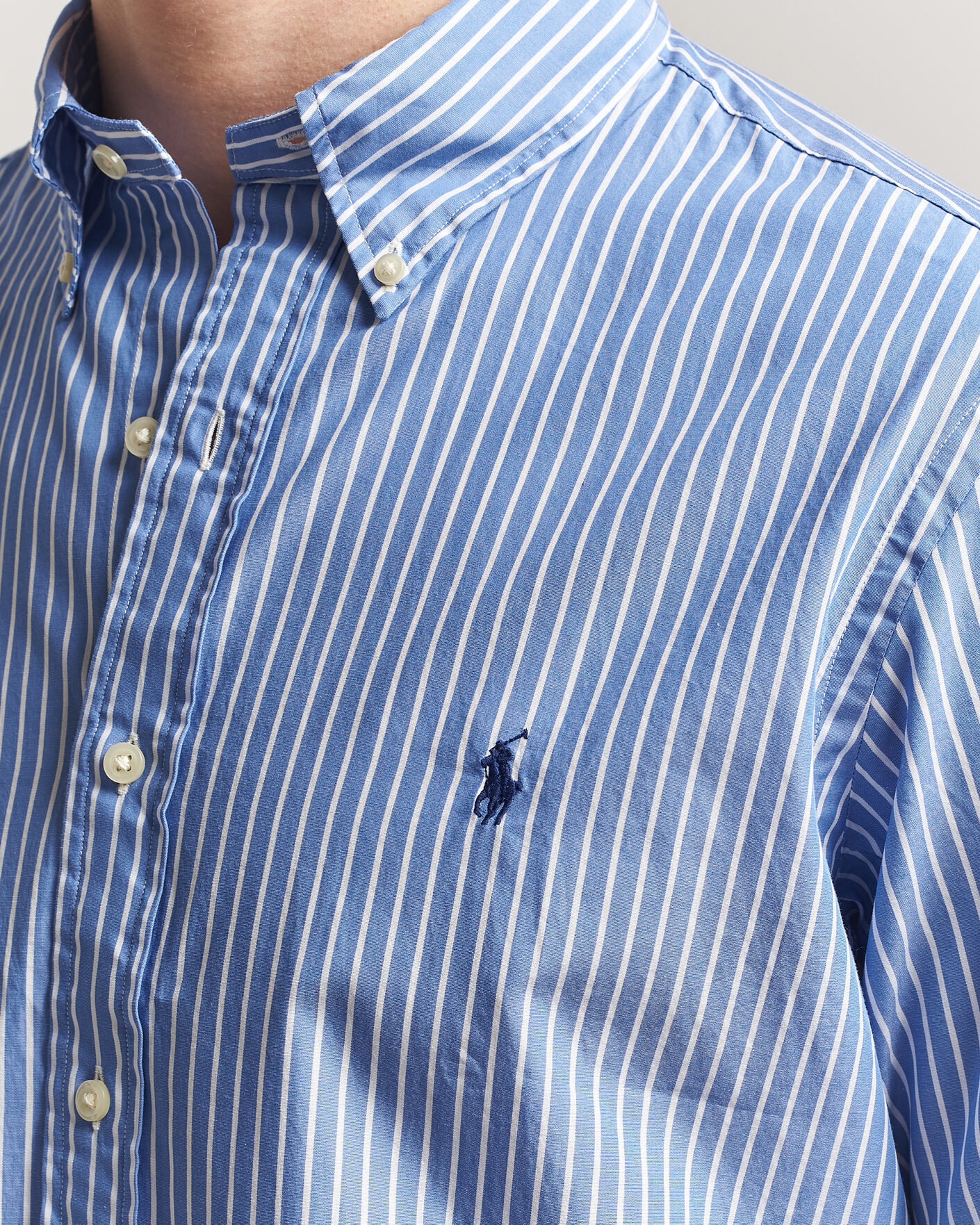 Hombres | Camisas | Polo Ralph Lauren | Custom Fit Poplin Striped Shirt Medium Blue