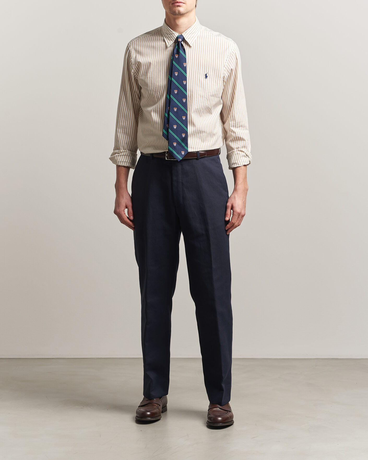 Hombres | Camisas | Polo Ralph Lauren | Custom Fit Poplin Striped Shirt Coastal Beige