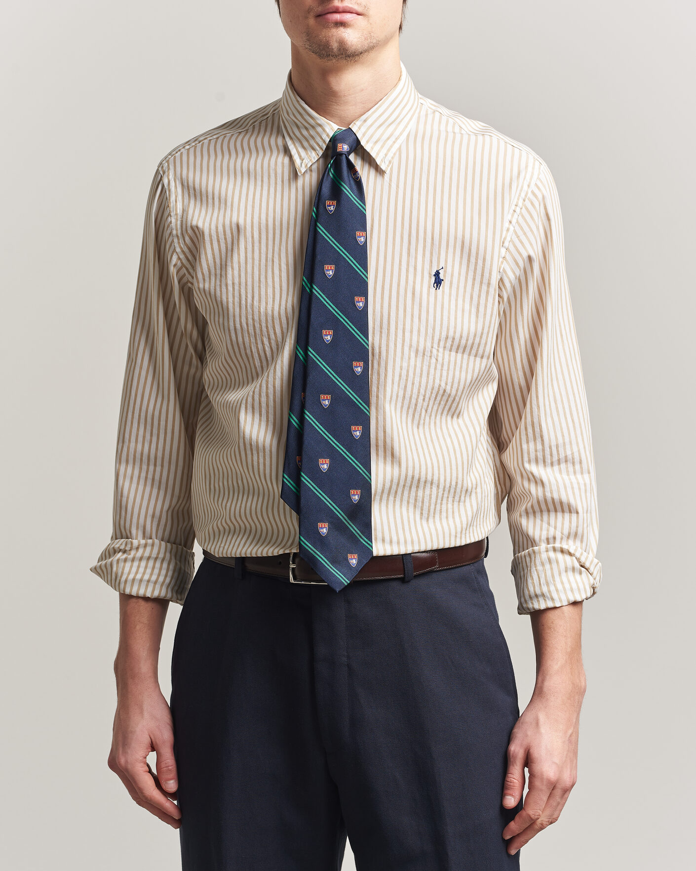 Hombres | Camisas | Polo Ralph Lauren | Custom Fit Poplin Striped Shirt Coastal Beige