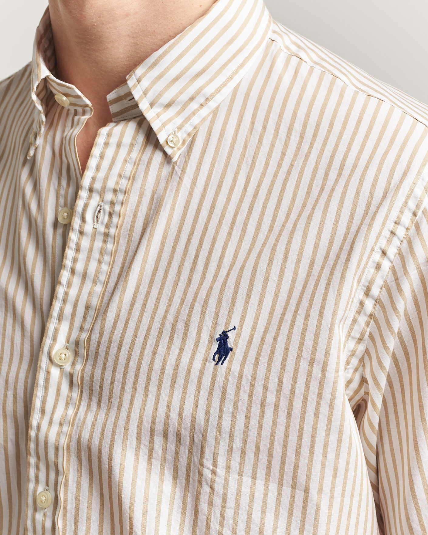 Hombres | Camisas | Polo Ralph Lauren | Custom Fit Poplin Striped Shirt Coastal Beige