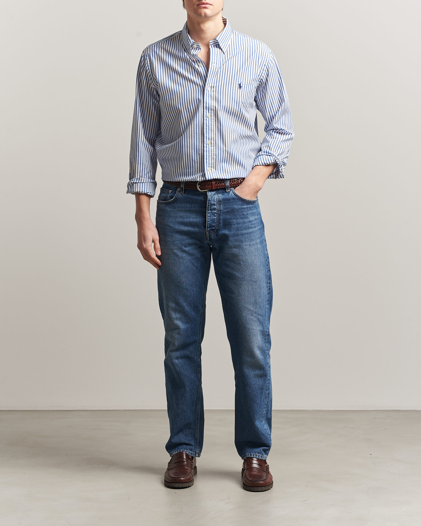 Hombres | Camisas | Polo Ralph Lauren | Custom Fit Poplin Striped Shirt Blue