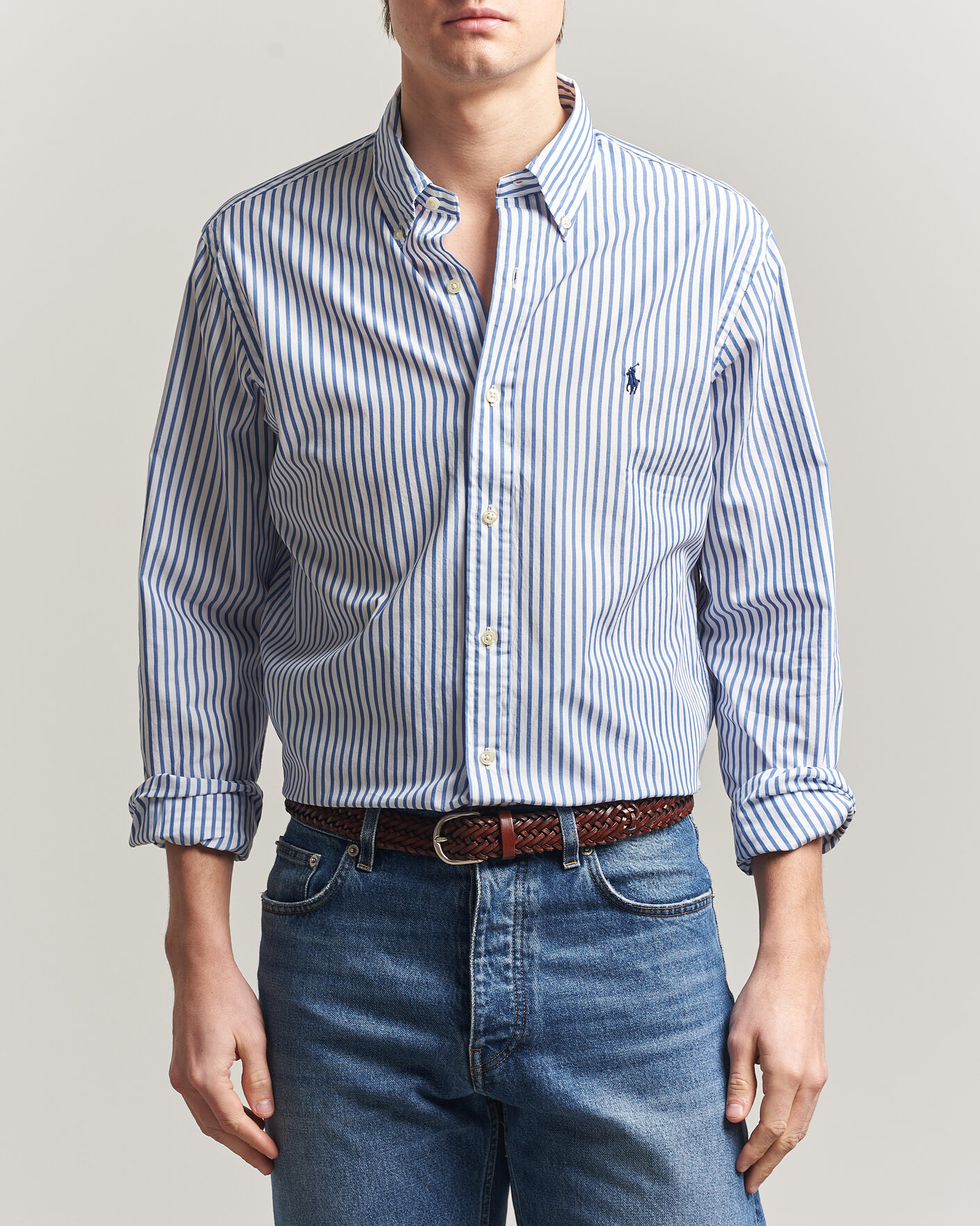 Hombres | Camisas | Polo Ralph Lauren | Custom Fit Poplin Striped Shirt Blue