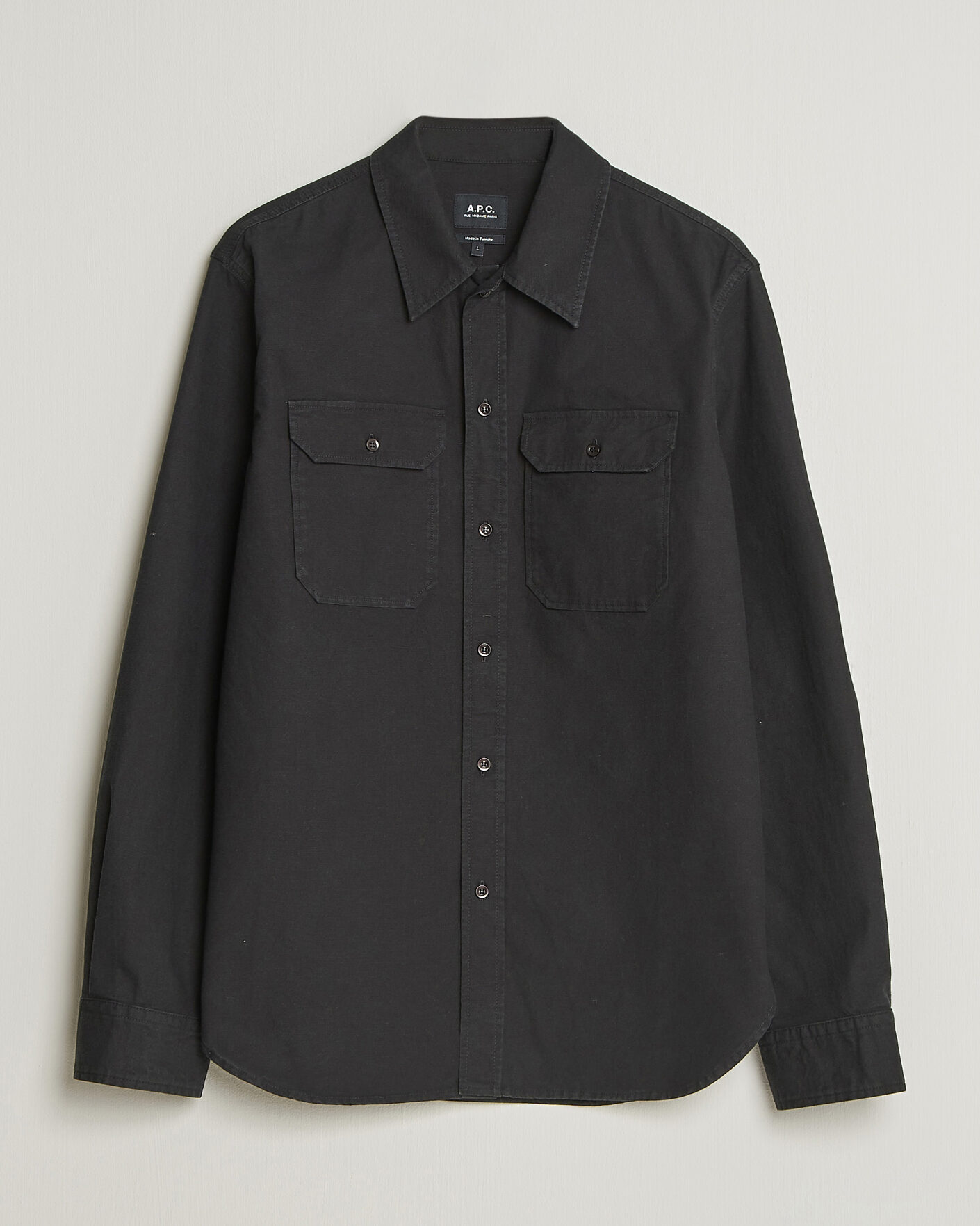 Hombres | Camisas | A.P.C. | Safari Cotton/Linen Overshirt Faded Black