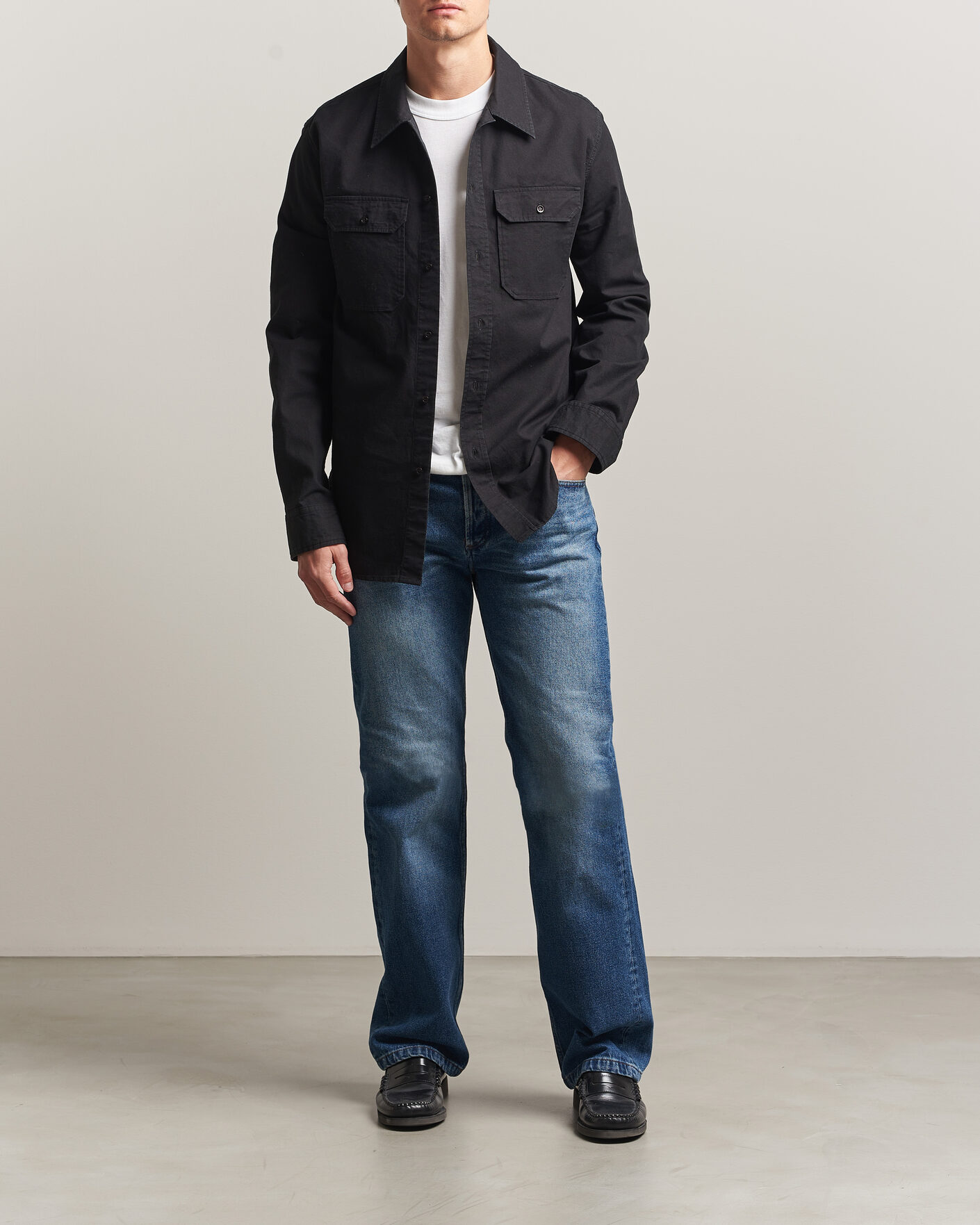 Hombres | Camisas | A.P.C. | Safari Cotton/Linen Overshirt Faded Black