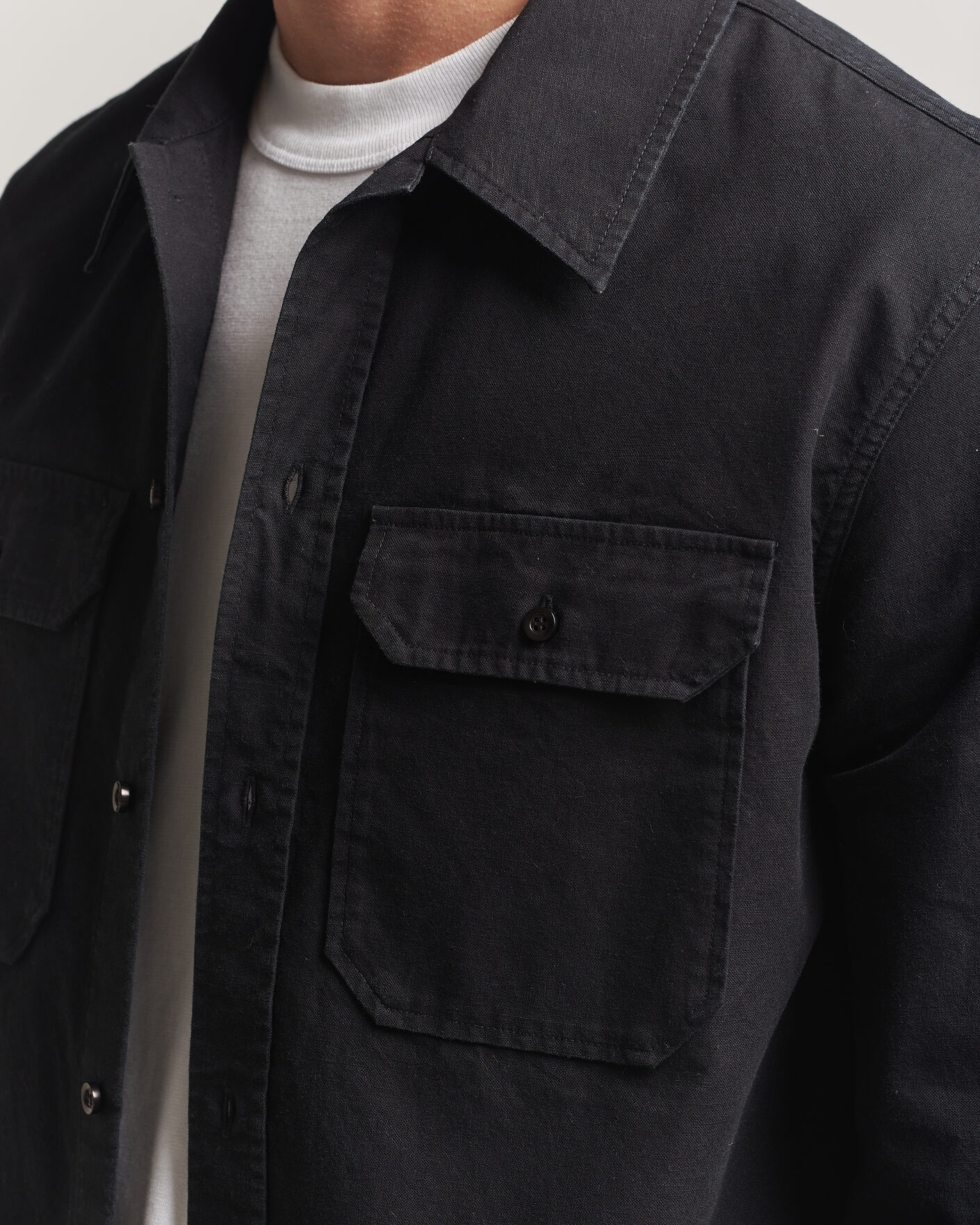 Hombres | Camisas | A.P.C. | Safari Cotton/Linen Overshirt Faded Black