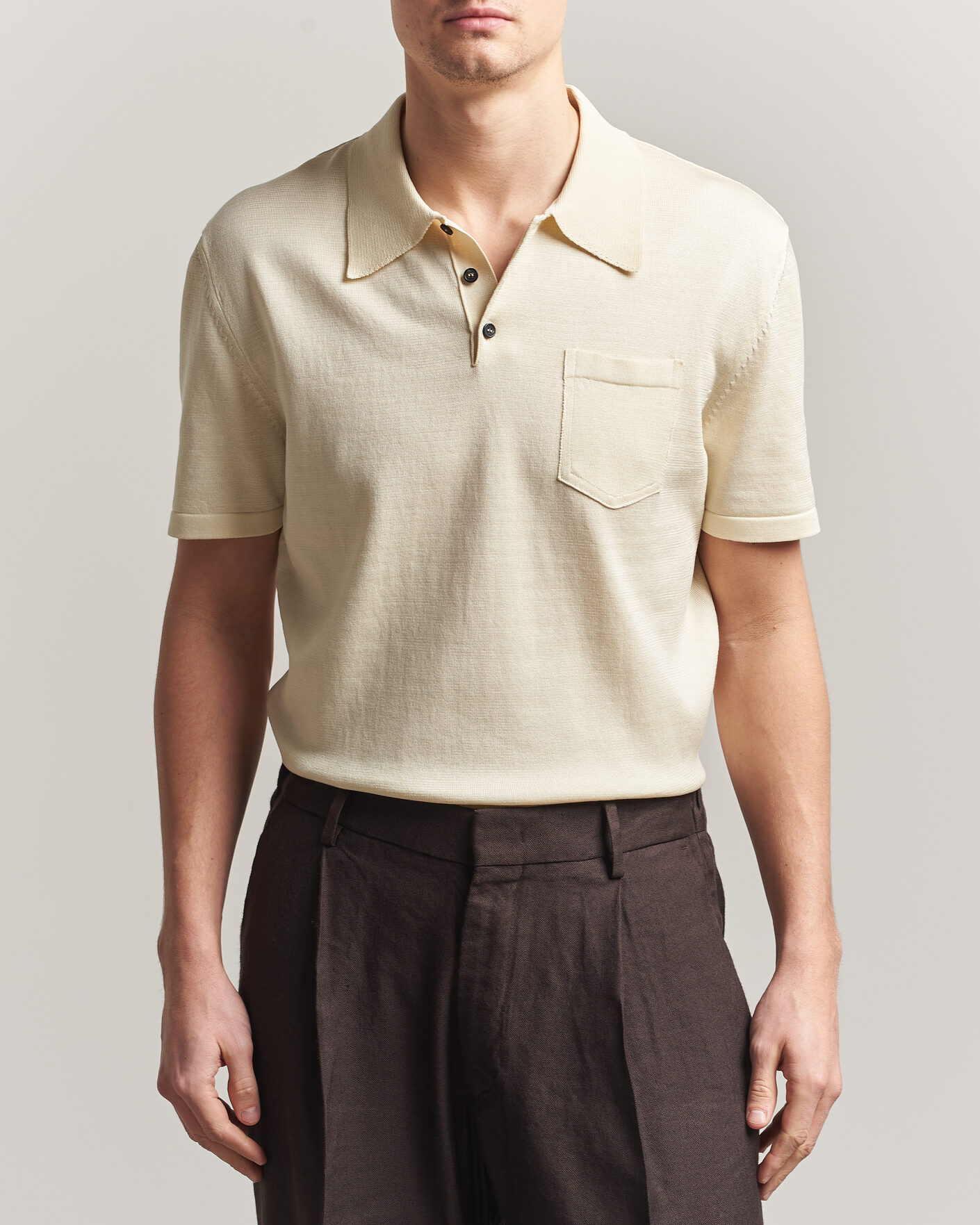 Hombres | Polos | A.P.C. | Colin Knitted Polo Ecru