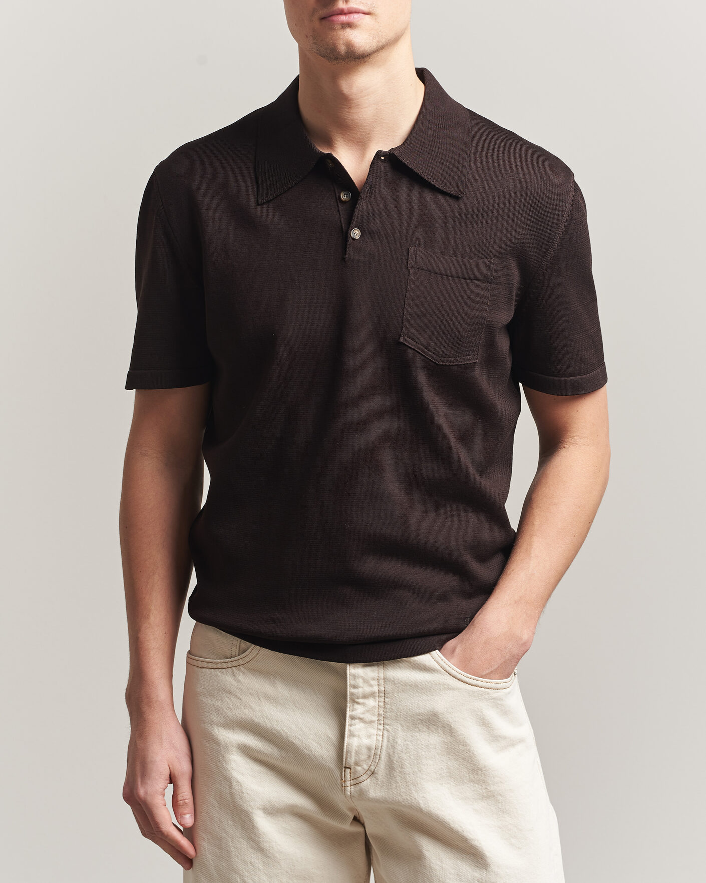 Hombres | Polos | A.P.C. | Colin Knitted Polo Brown
