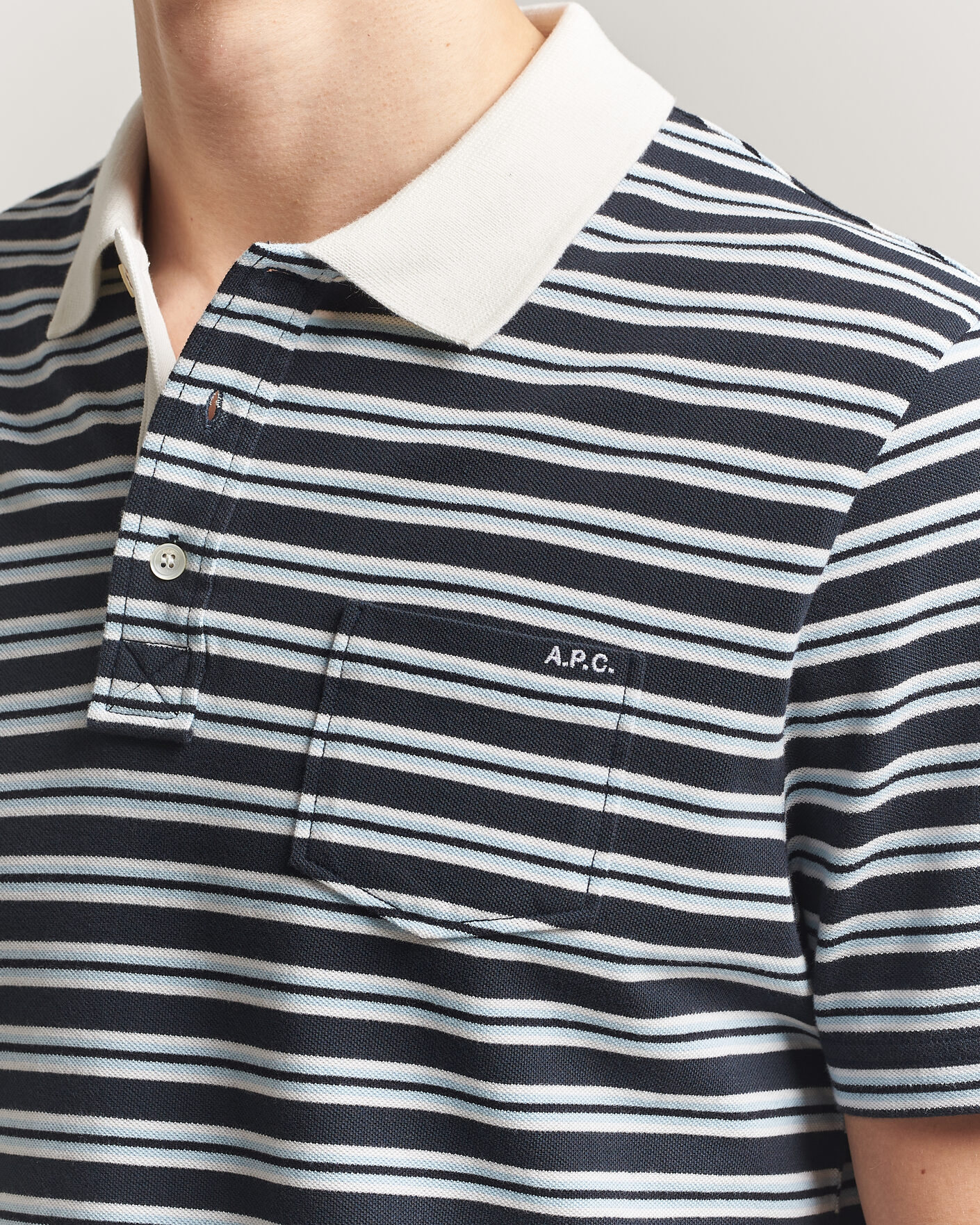 Hombres | Polos | A.P.C. | Oscar Striped Polo Dark Navy