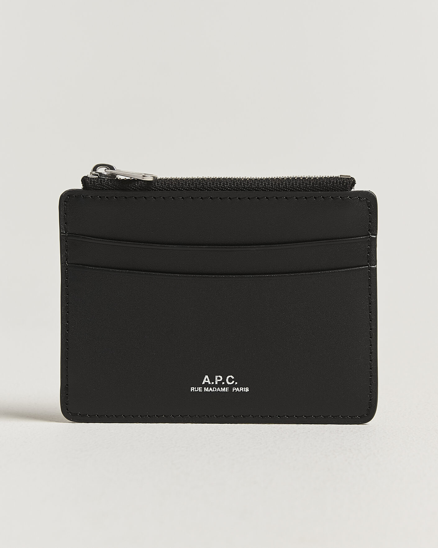 Hombres | Billeteras | A.P.C. | Zip Calf Leather Card Holder Black
