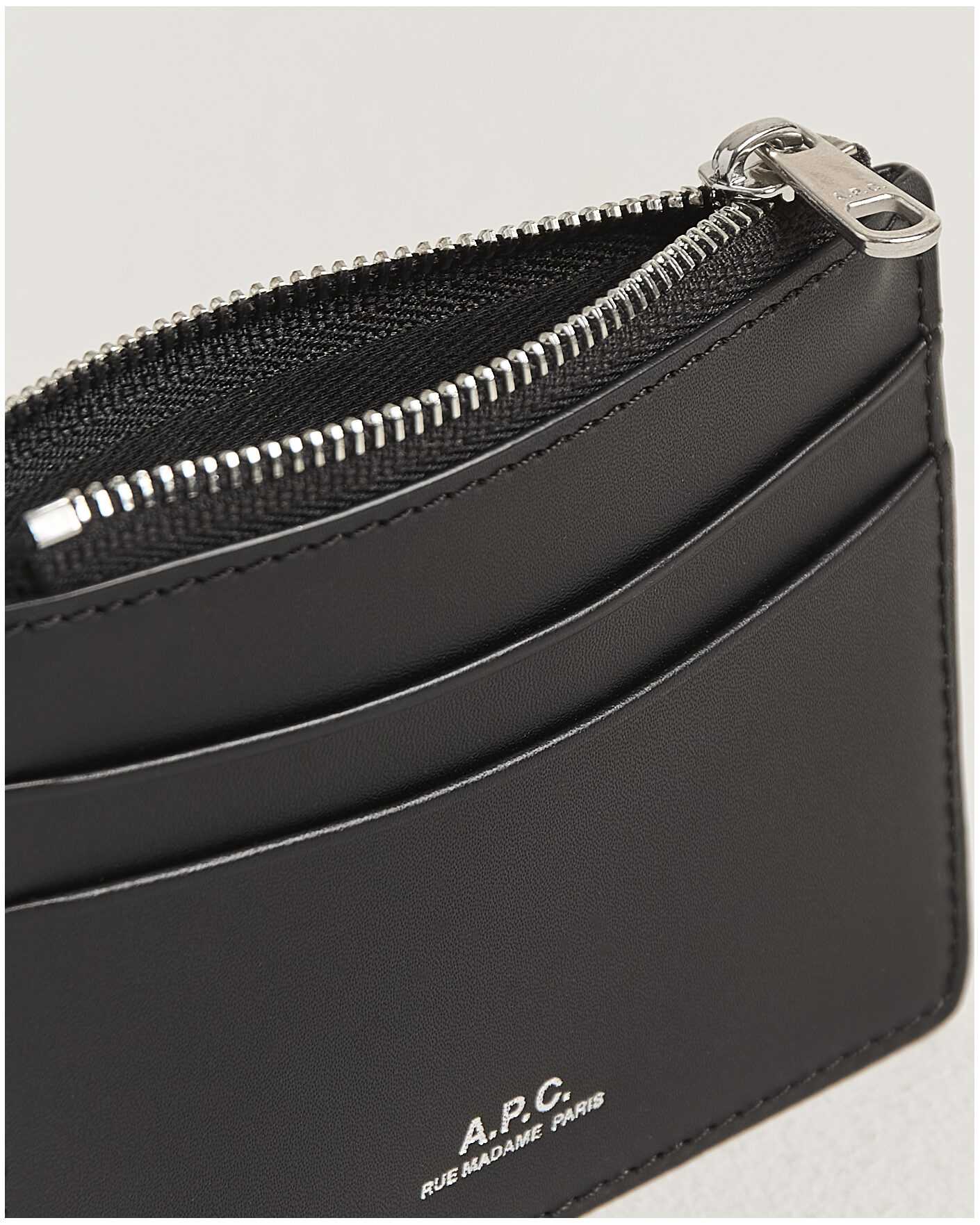 Hombres | Billeteras | A.P.C. | Zip Calf Leather Card Holder Black