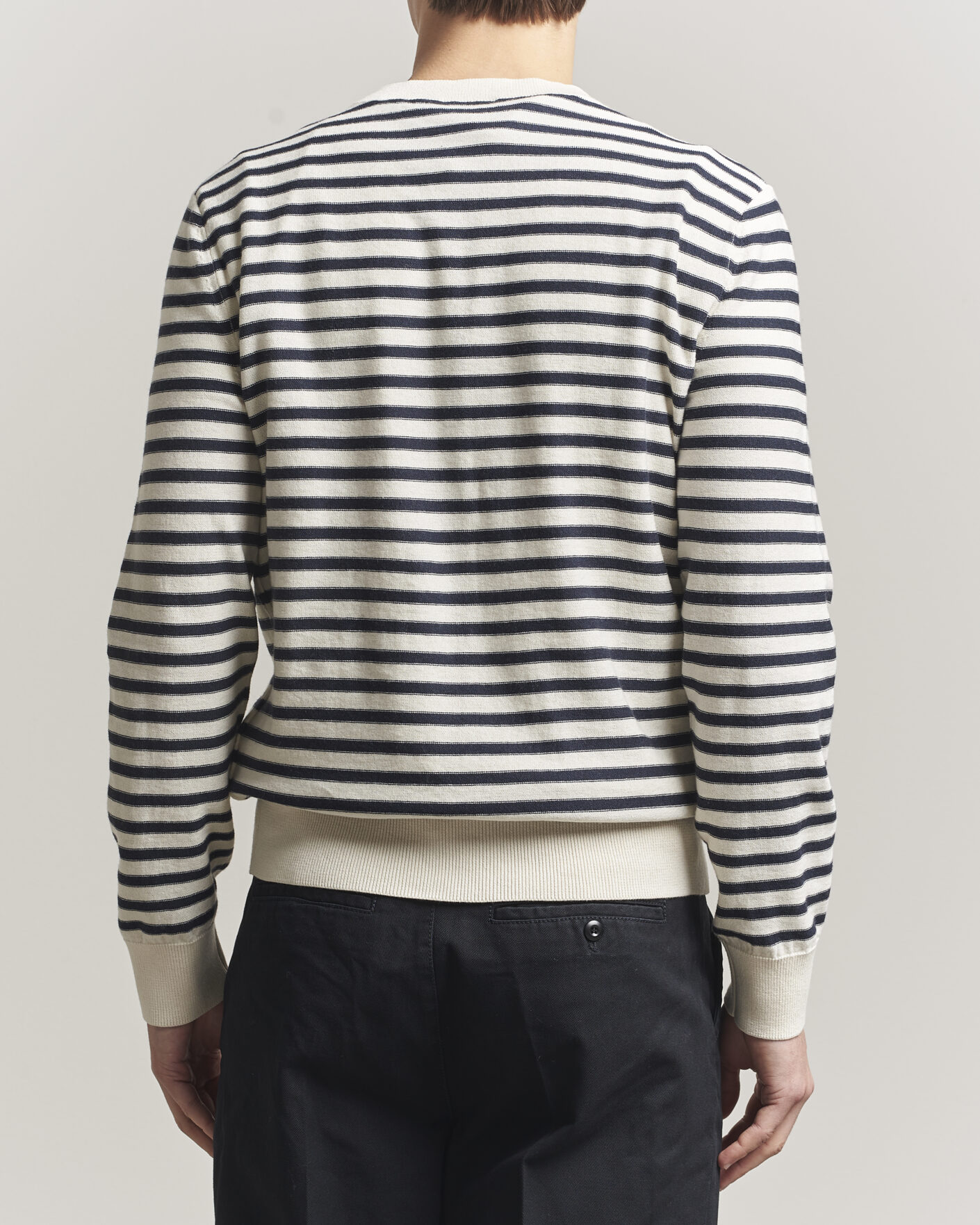 Hombres | Jerséis y prendas de punto | A.P.C. | Paul Striped Knitted Sweater Ecru/Dark Navy