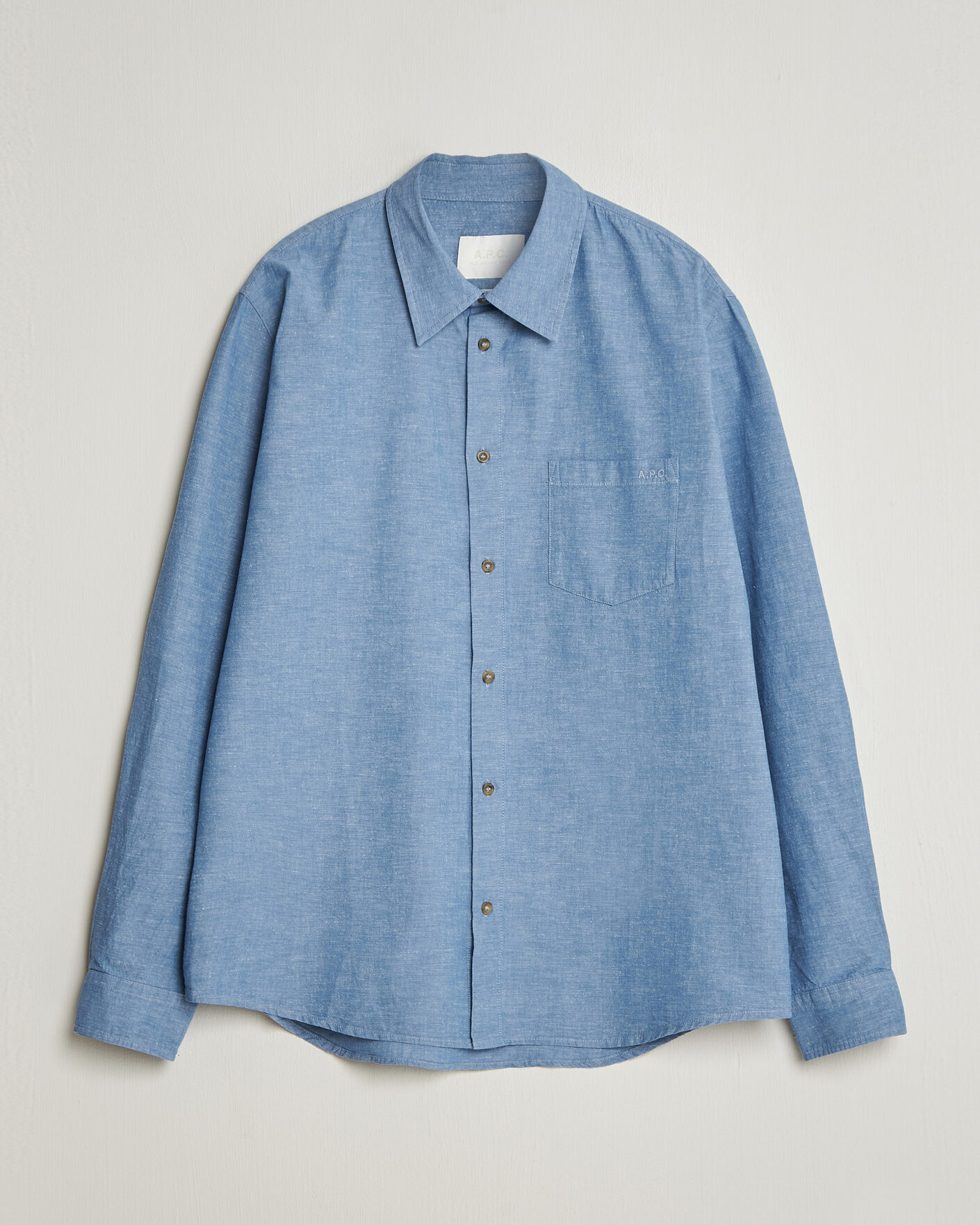 Hombres | Camisas | A.P.C. | Harris Cotton/Linen Shirt Blue